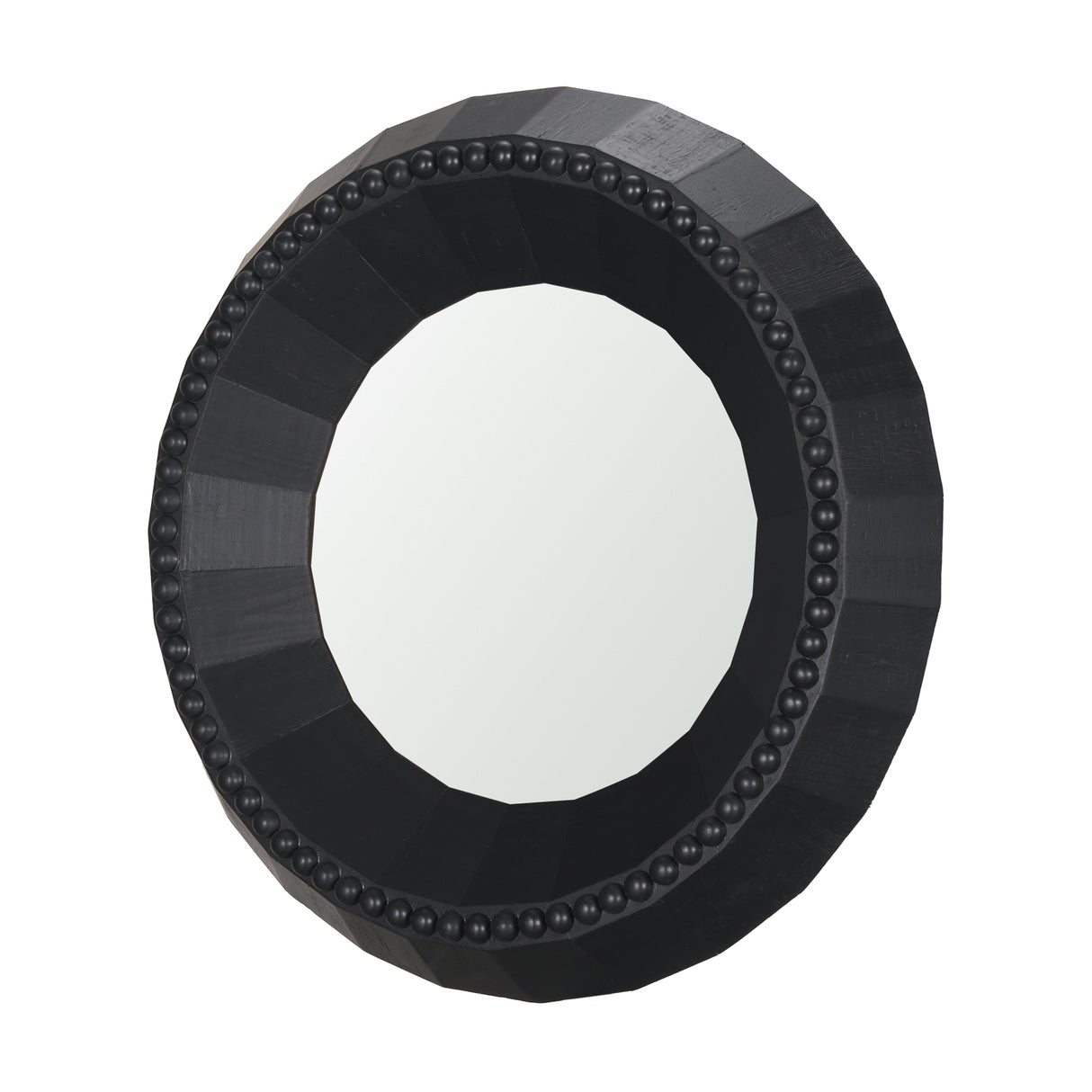 Ranela Black Beaded Wooden Wall Mirror from Mercana - Luna Furniture