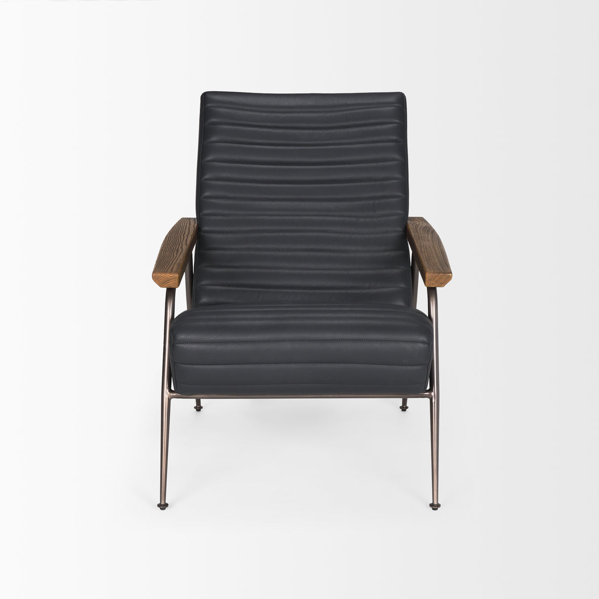 Grosjean Black Leather w/ Black Metal Frame Accent Chair from Mercana - Luna Furniture