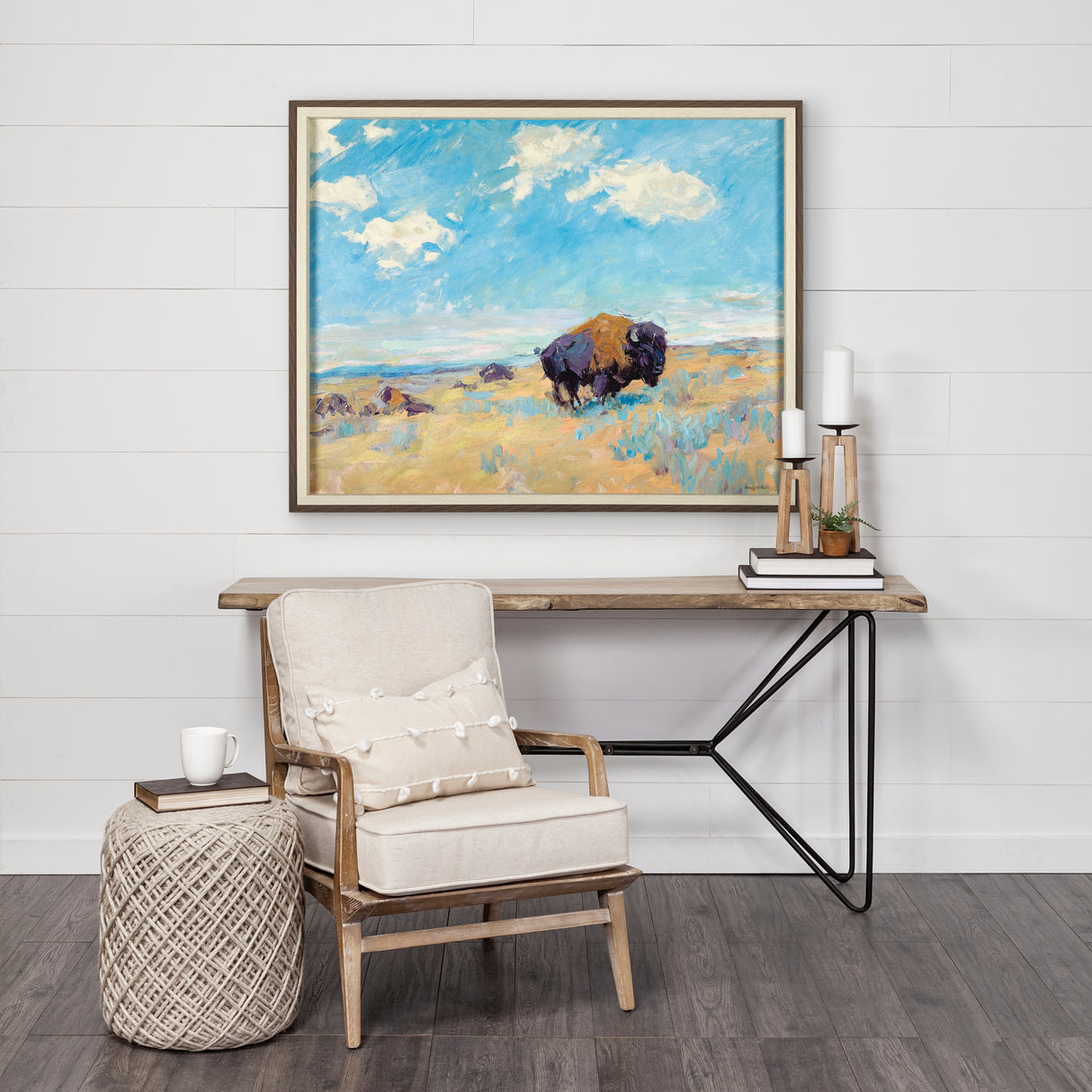 Buffalo by Mercana Studio a Hand Embellished Textured Framed Art Photograph from Mercana - Luna Furniture
