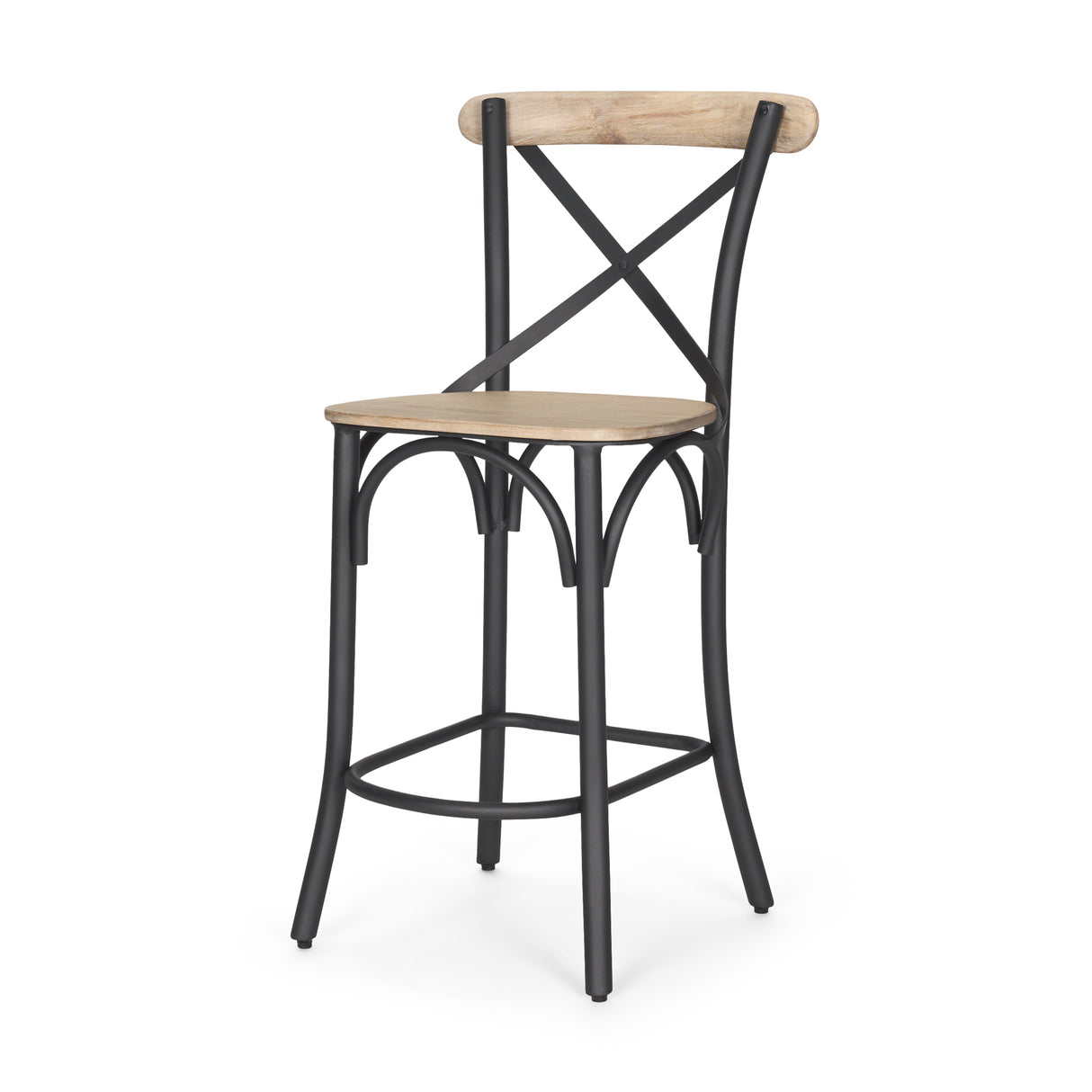 Etienne Light Brown Wood w/ Iron Metal Counter Stool from Mercana - Luna Furniture