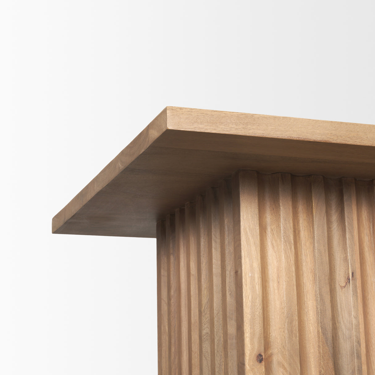 June Light Brown Wood w/ Fluting Square Side Table from Mercana - Luna Furniture