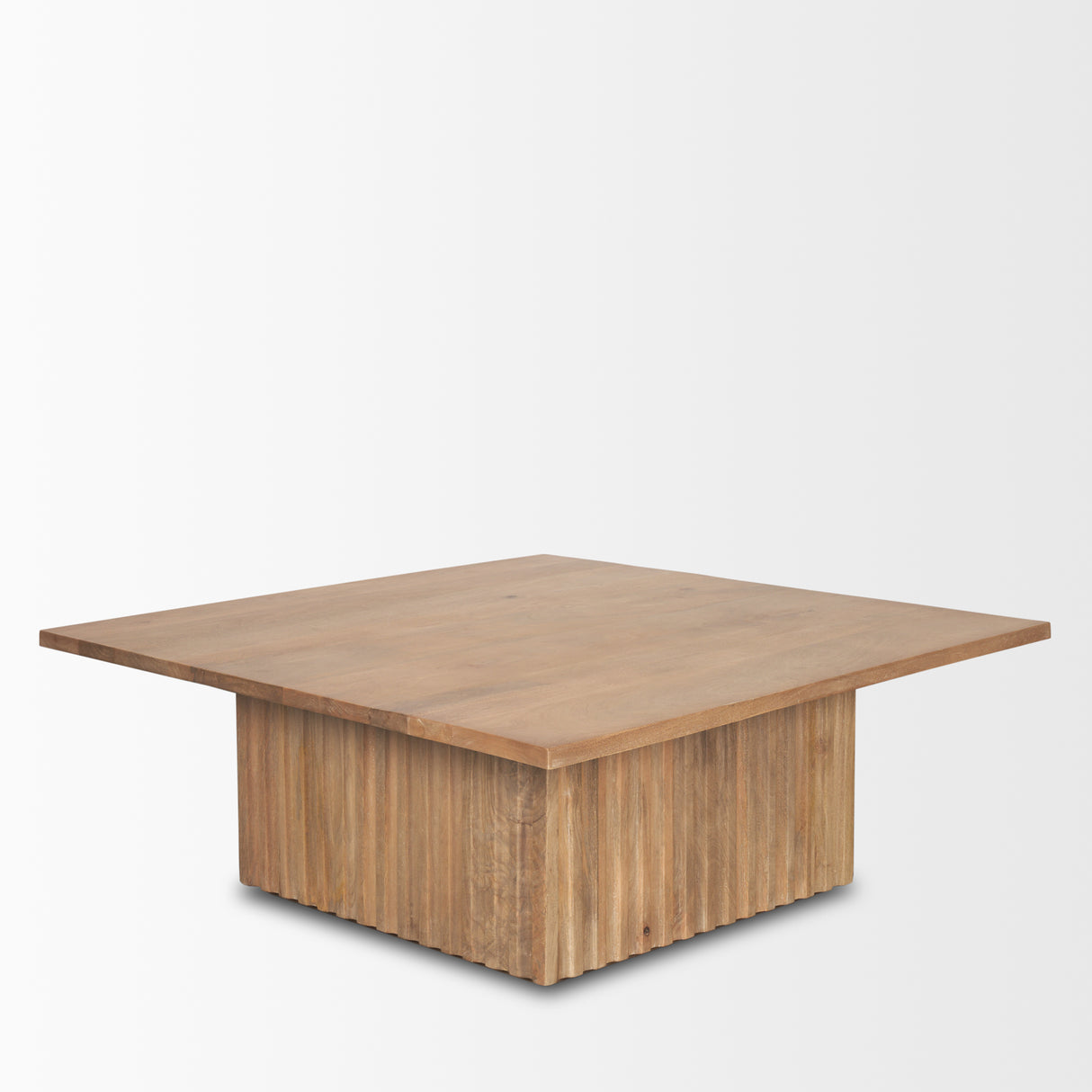 June Light Brown Wood w/ Fluting Square Coffee Table from Mercana - Luna Furniture