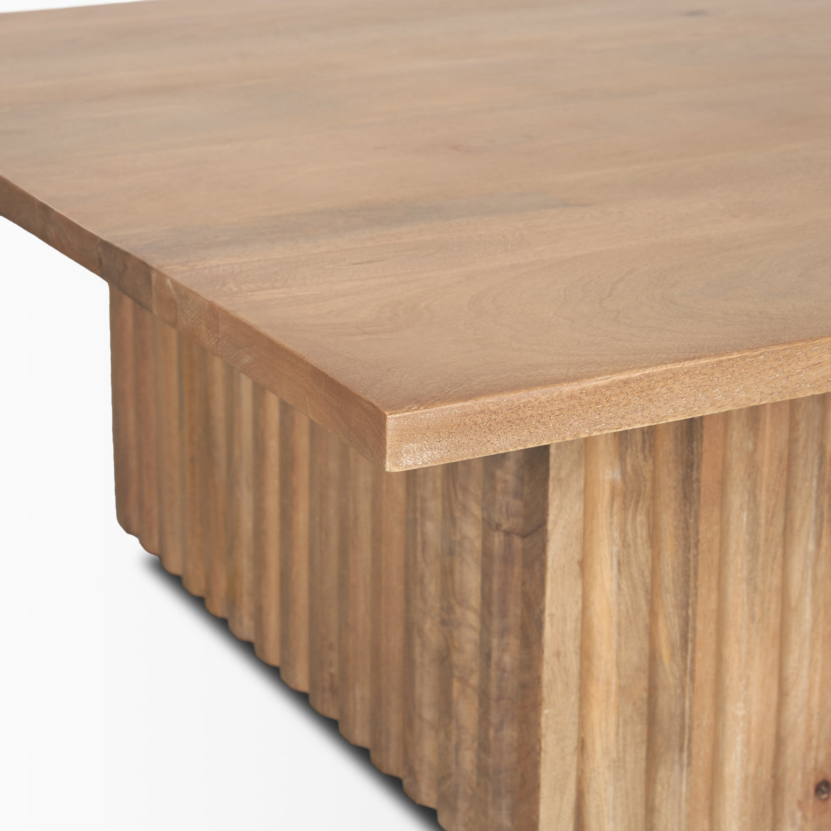 June Light Brown Wood w/ Fluting Square Coffee Table from Mercana - Luna Furniture