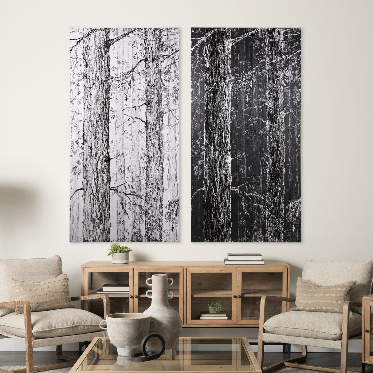 Forest BW II by Ariana a Hand Embellished Textured Canvas from Mercana - Luna Furniture