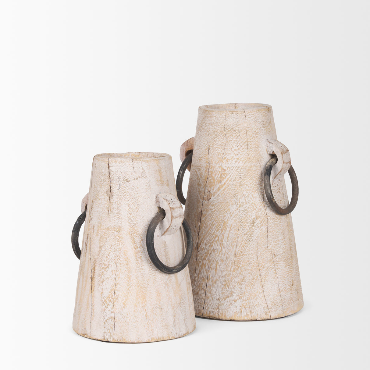 Monique Small Light Brown w/ Handles Wood Pot from Mercana - Luna Furniture