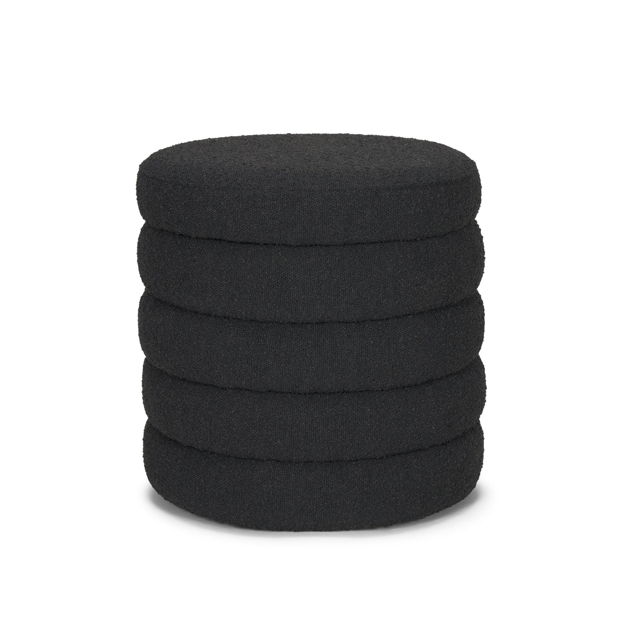 Elise Black Boucle Upholstered Storage Ottoman from Mercana - Luna Furniture