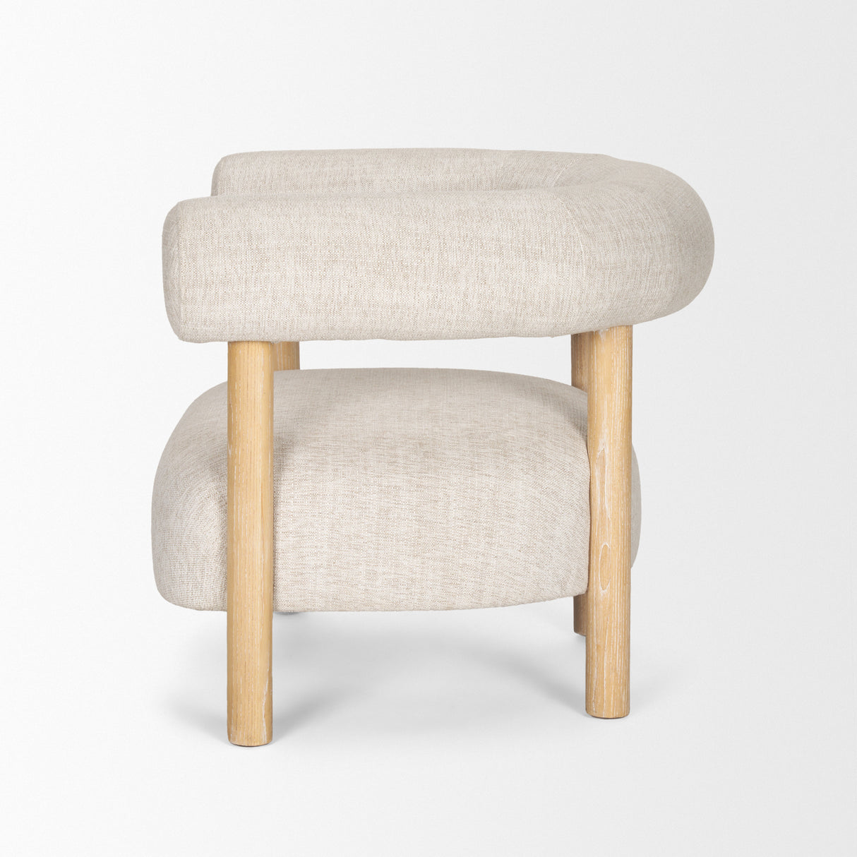 Gianna Open Back Light Brown Wood w/ Oatmeal Fabric Accent Chair from Mercana - Luna Furniture