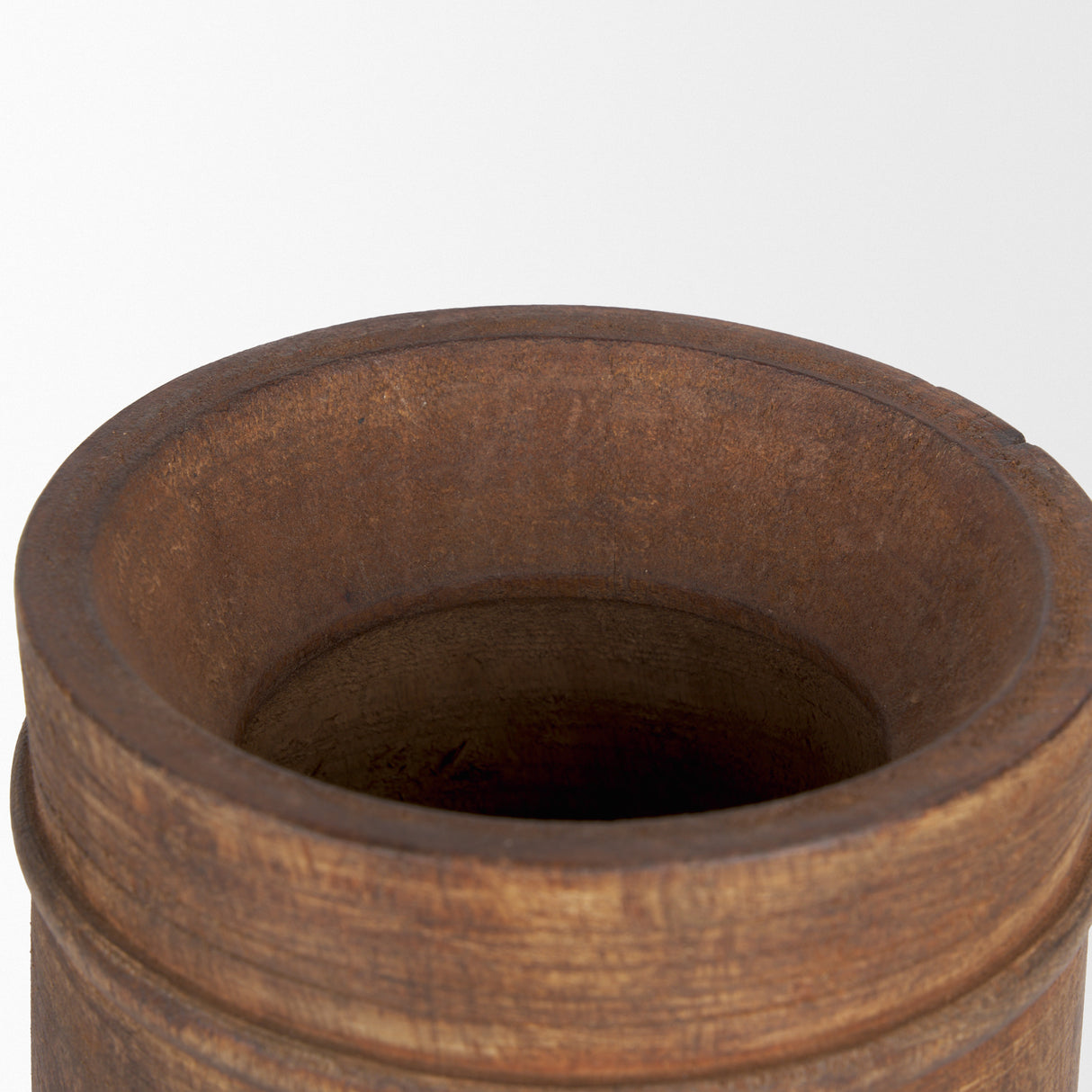Porta Large Medium Brown Reclaimed Wooden Pot from Mercana - Luna Furniture