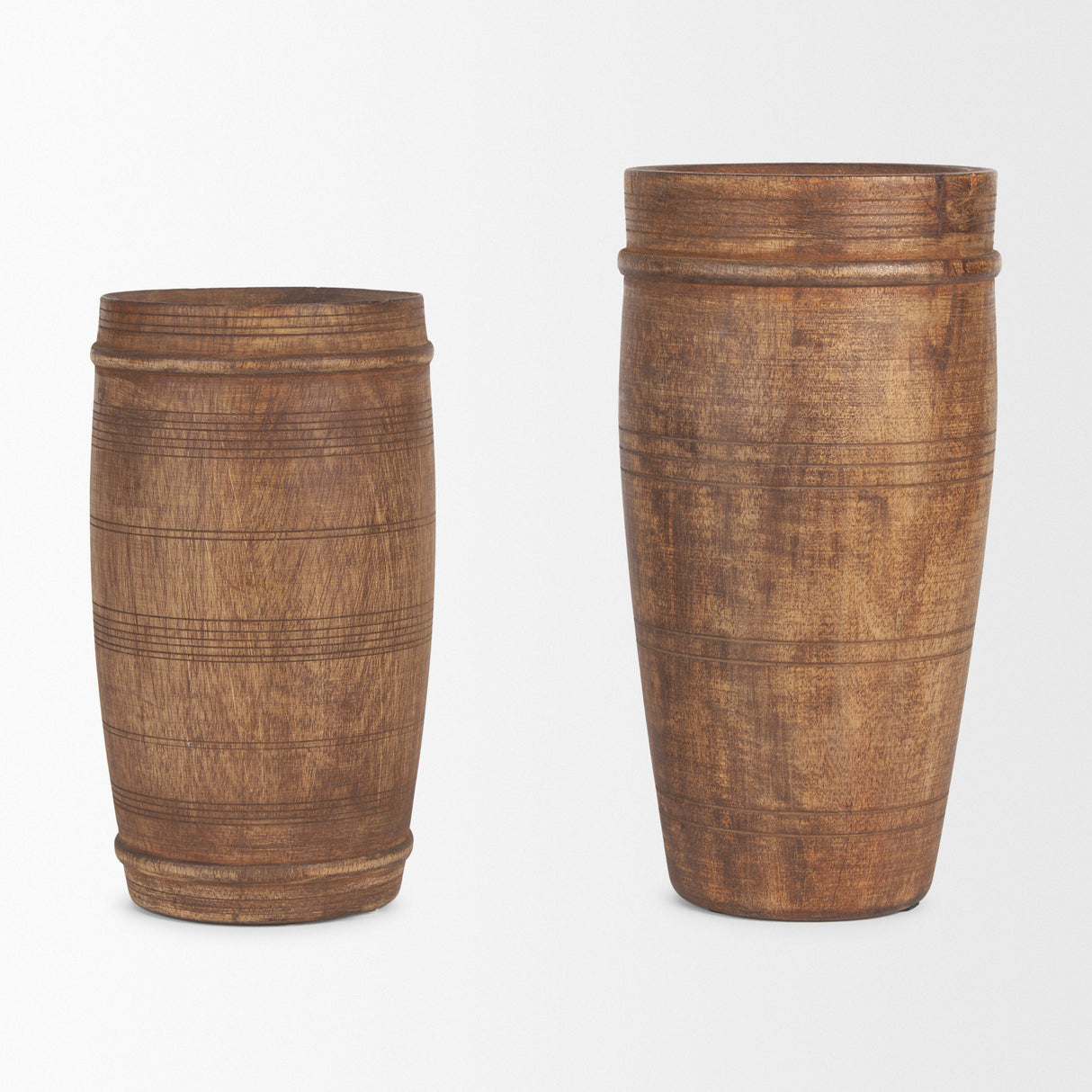 Porta Large Medium Brown Reclaimed Wooden Pot from Mercana - Luna Furniture
