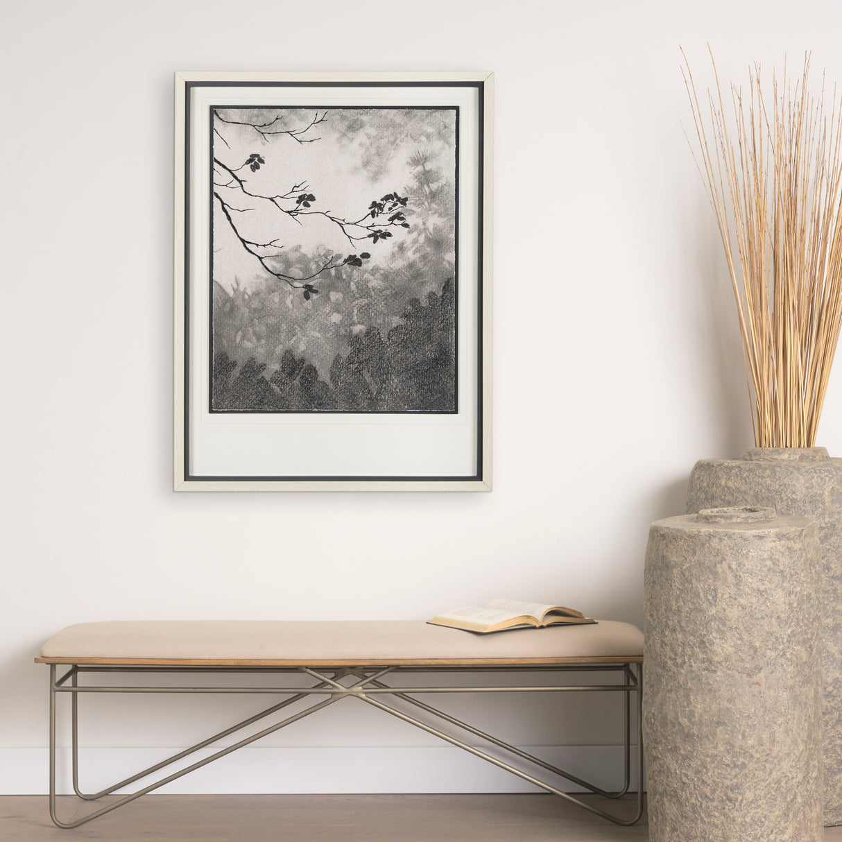 Leafy Shade I by Mercana Studio a Hand Embellished Textured Framed Art Print Matted under Glass from Mercana - Luna Furniture