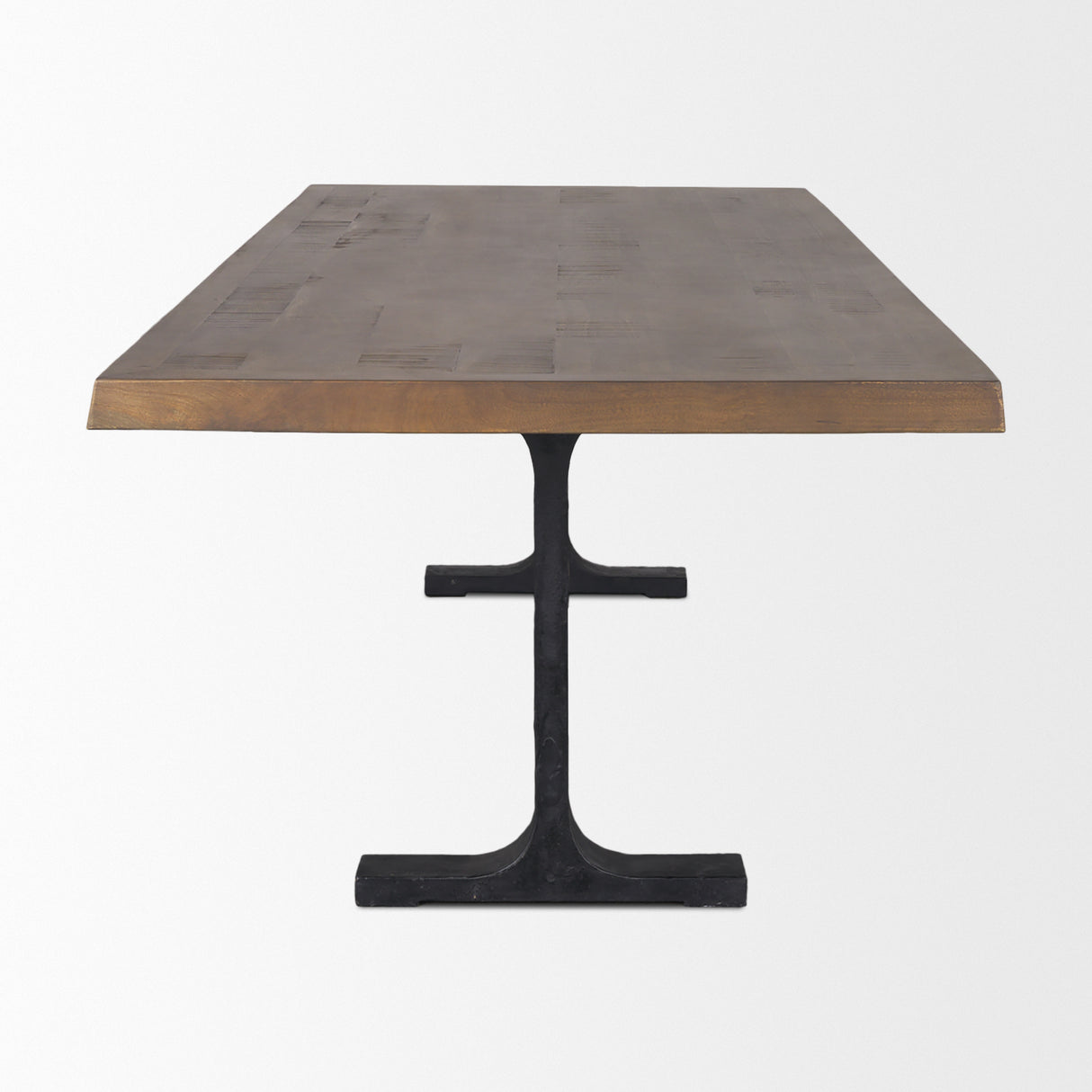 Araxi Rectangular Dark Brown Wood w/ Black Metal Base Dining Table from Mercana - Luna Furniture