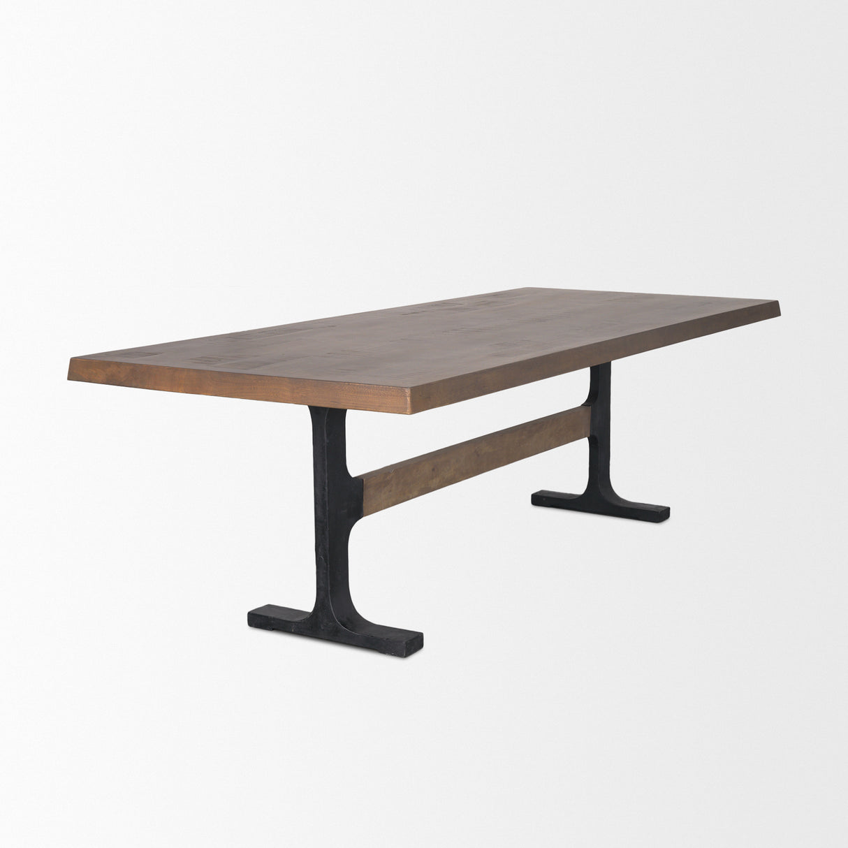 Araxi Rectangular Dark Brown Wood w/ Black Metal Base Dining Table from Mercana - Luna Furniture