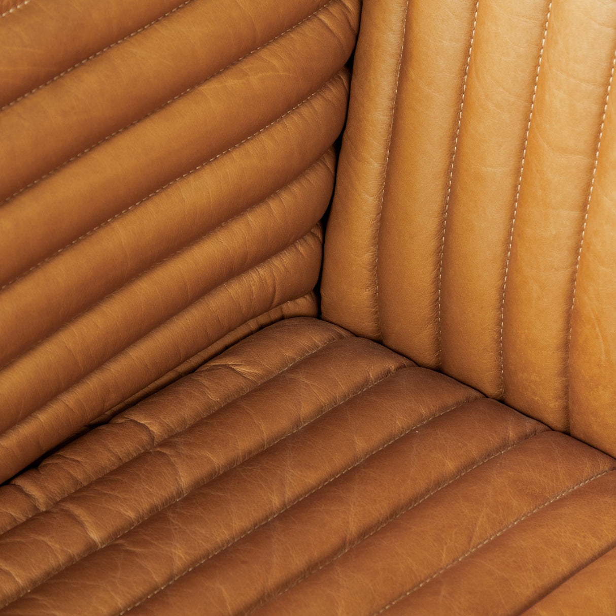 Ricciardo Cognac Leather Three Seater Sofa 82.5L x 38.5W x 26.5H from Mercana - Luna Furniture