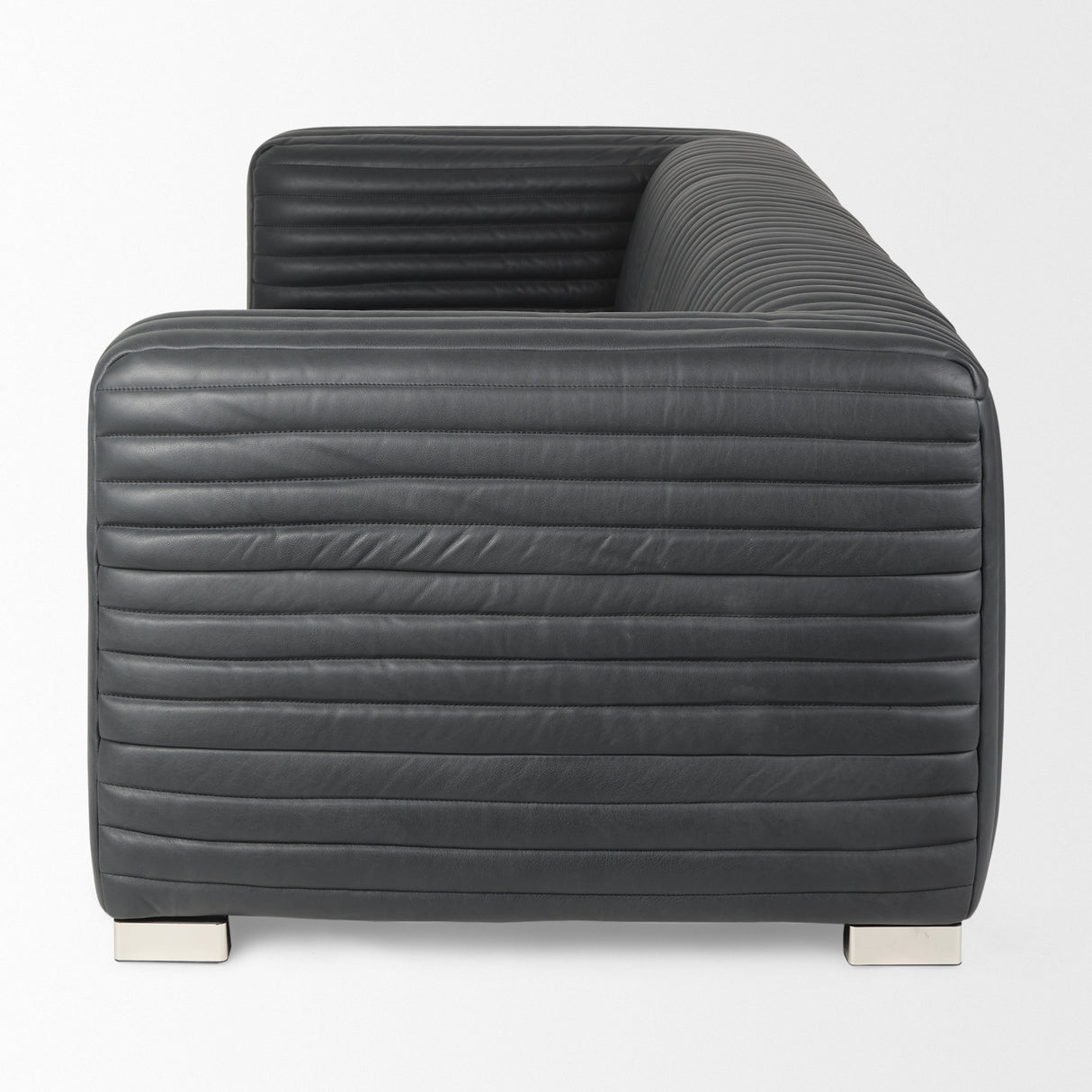 Ricciardo Black Leather Wrapped Three Seater Sofa 82.5L x 38.5W x 26.5H from Mercana - Luna Furniture