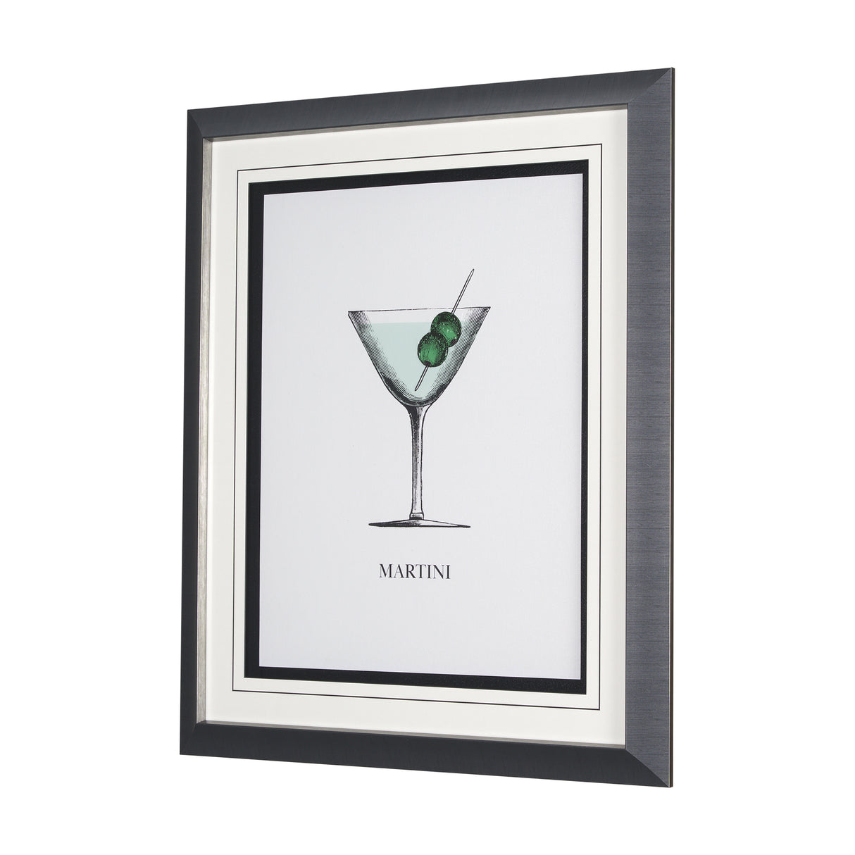 Vintage Cocktails-Martini by Gwen Aspell Hand Embellished Framed Art Print Matted under Glass from Mercana - Luna Furniture
