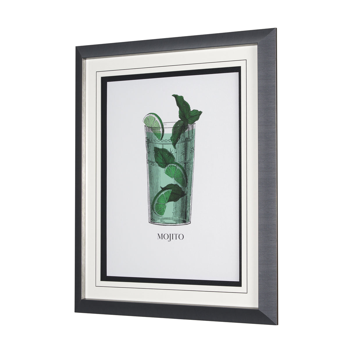 Vintage Cocktails-Mojito by Gwen Aspell Hand Embelished Textured Framed Art Print Matted under Glass from Mercana - Luna Furniture