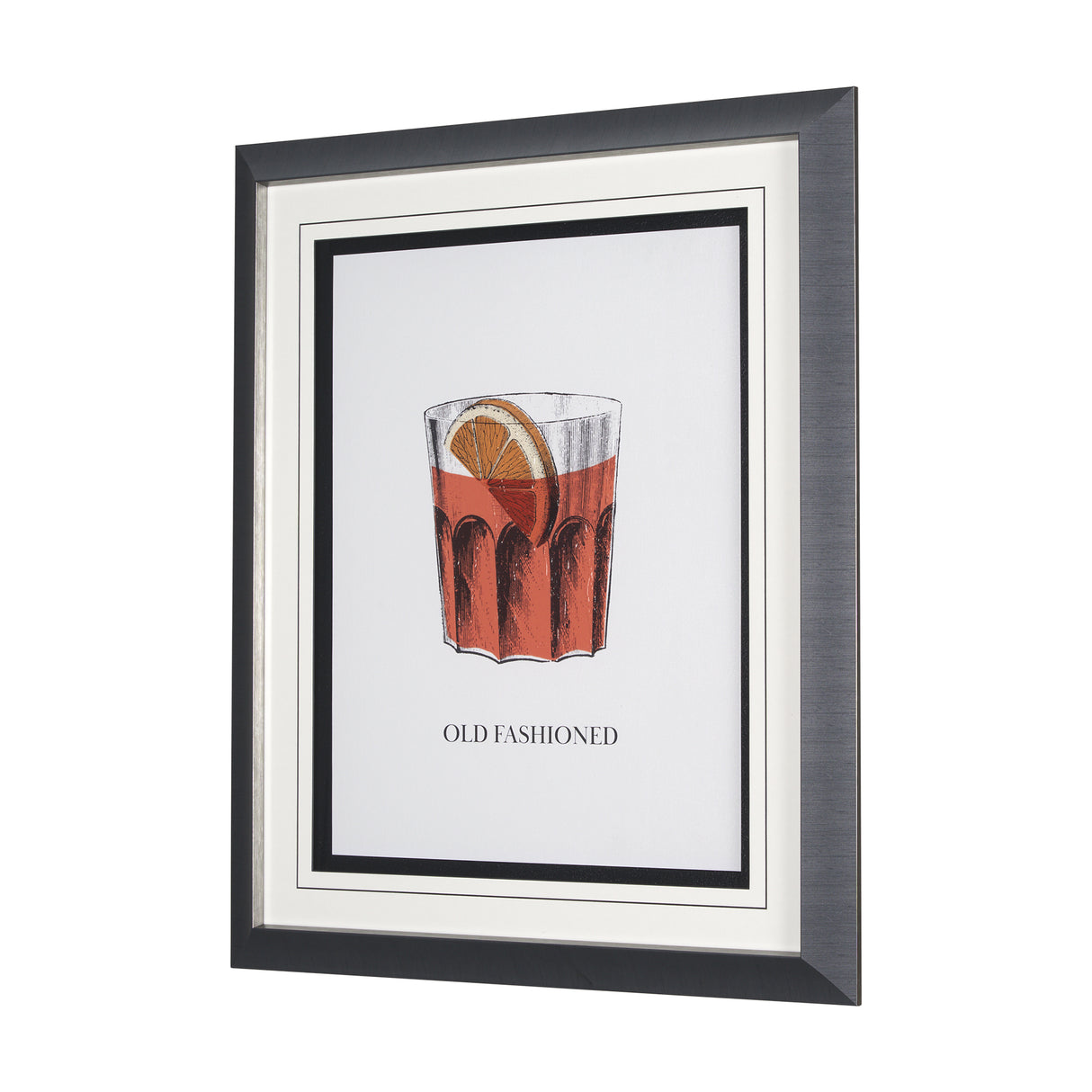 Vintage Cocktails-Old Fashion by Gwen Aspell Hand Embellished Framed Art Print Matted under Glass from Mercana - Luna Furniture