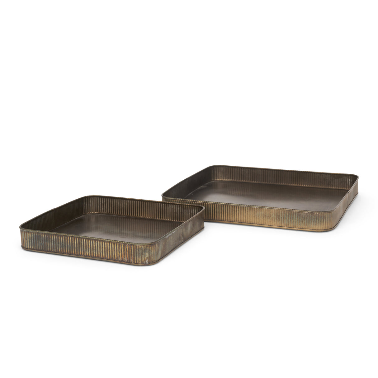 Varun Square Antiqued Brass Metal Tray (Set of 2) from Mercana - Luna Furniture