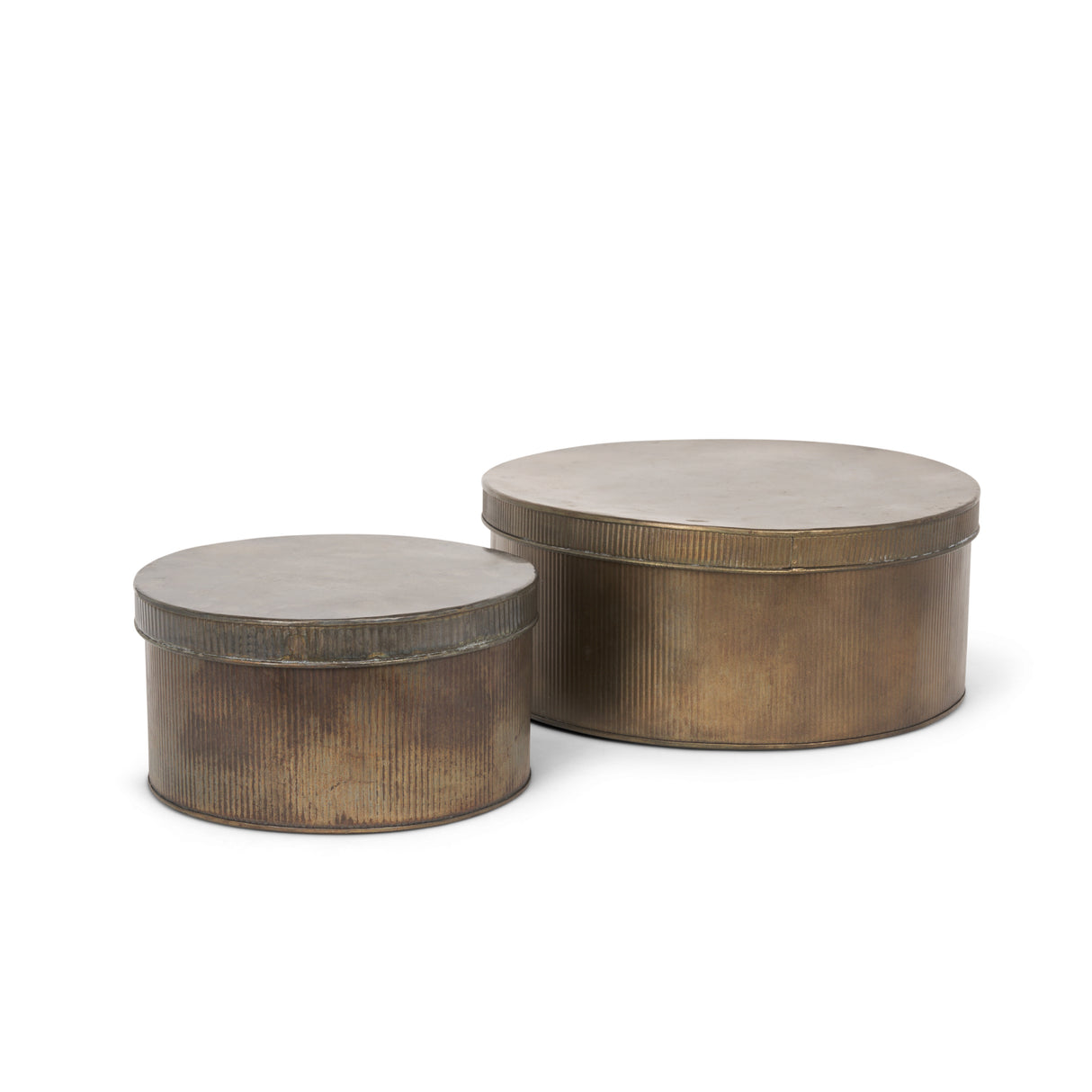 Josephine Round Antique Gold Metal Box (Set of 2) from Mercana - Luna Furniture