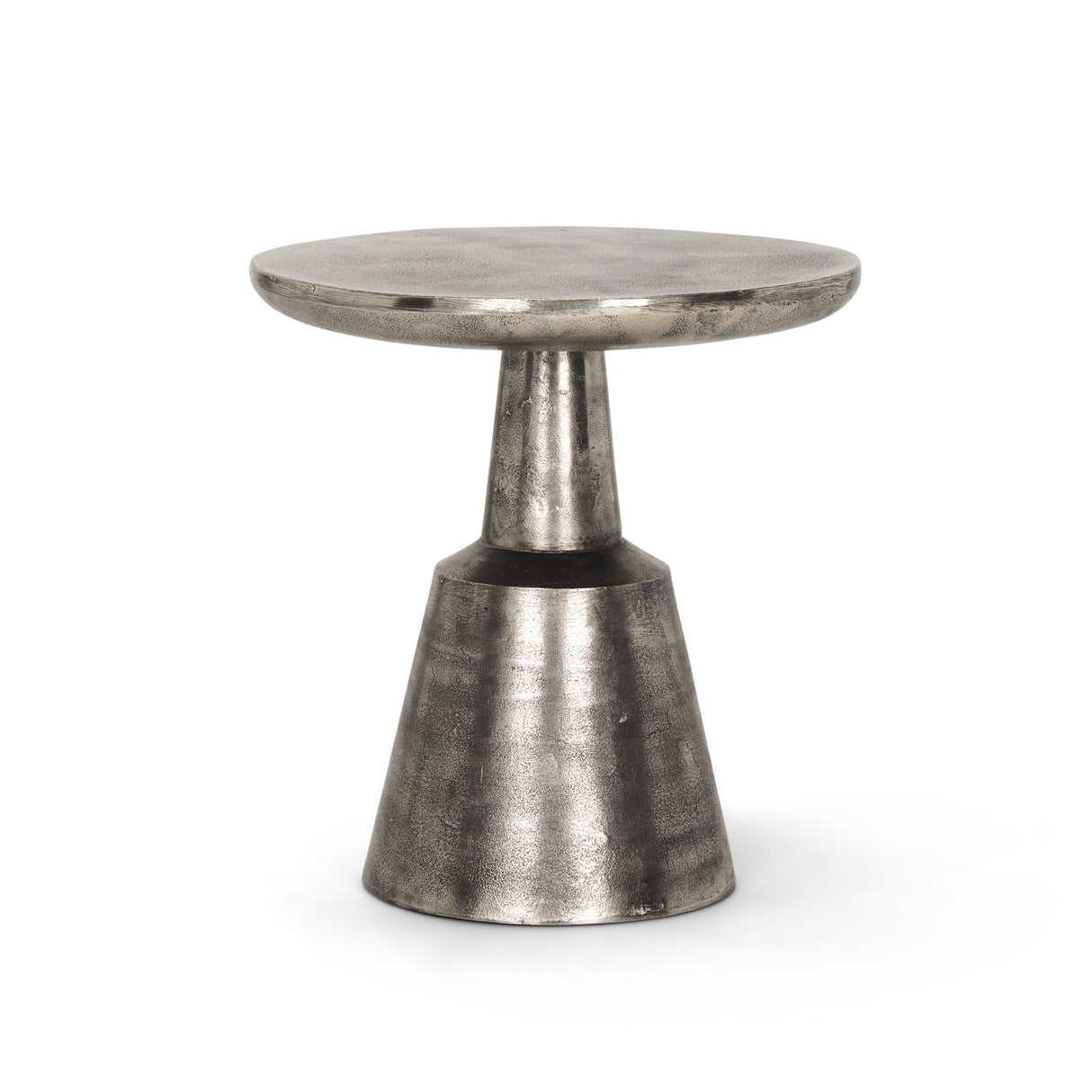 Bobbi Textured Polished Nickel Cast Aluminum Metal Accent Table from Mercana - Luna Furniture