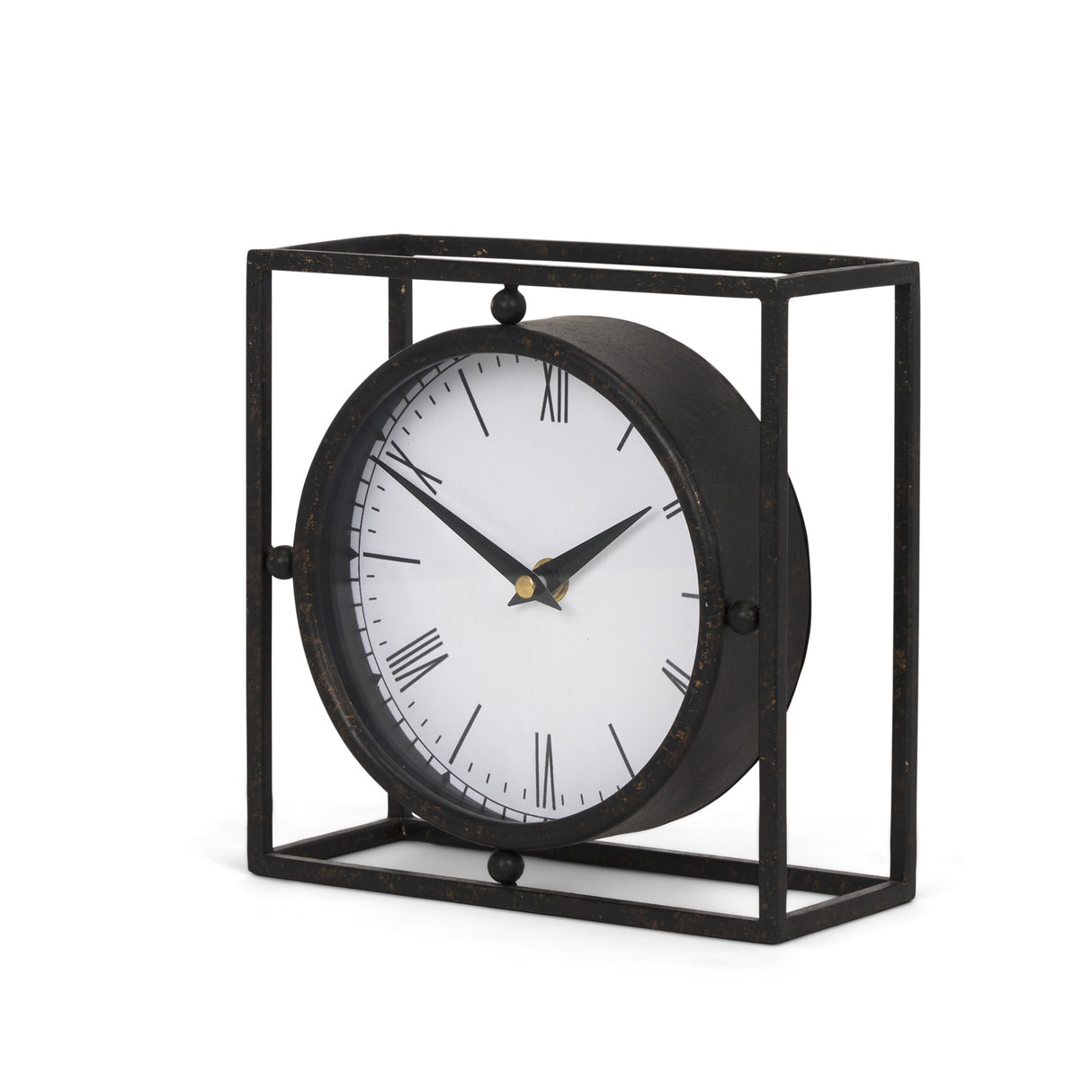 Raisa Black w/ Gold Antiquing Metal Table Clock from Mercana - Luna Furniture