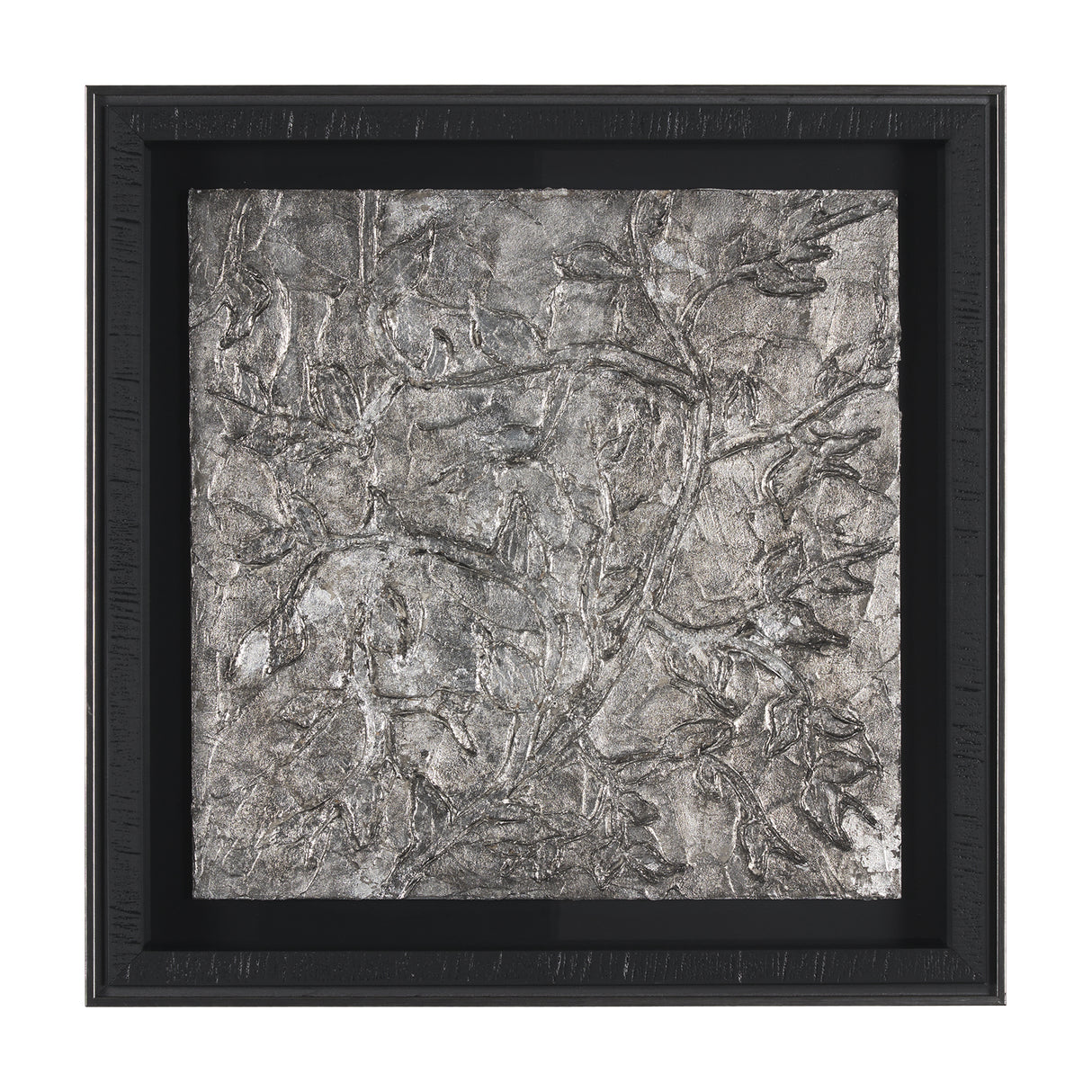 Pewter Leaves III by Morgan McLaren a Framed Art Print Matted under Glass from Mercana - Luna Furniture