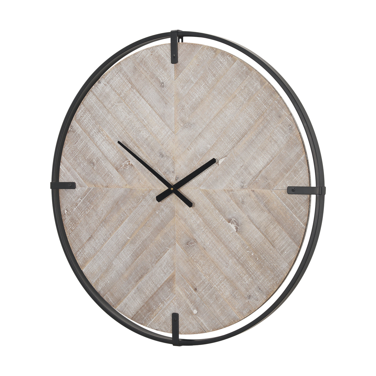 Rani Matte Black Metal w/ Wood Wall Clock from Mercana - Luna Furniture