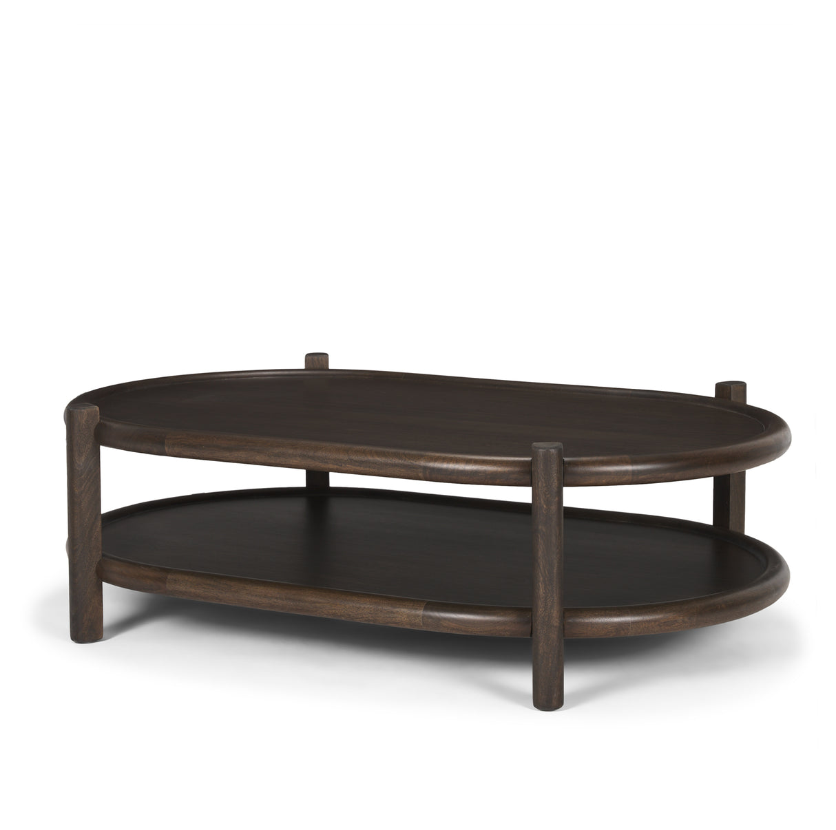 Romi Dark Brown Wood w/ Bottom Shelf Oval Coffee Table from Mercana - Luna Furniture