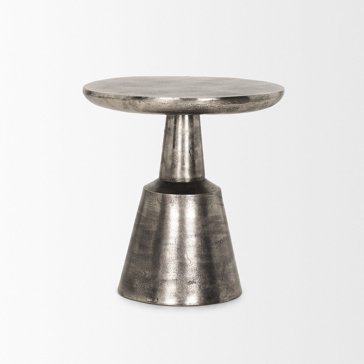 Bobbi Textured Polished Nickel Cast Aluminum Metal Accent Table from Mercana - Luna Furniture