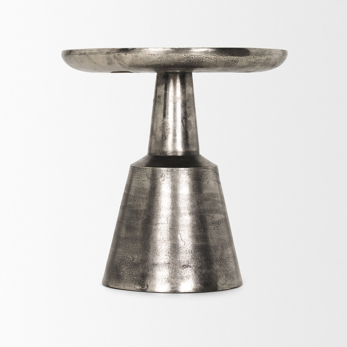 Bobbi Textured Polished Nickel Cast Aluminum Metal Accent Table from Mercana - Luna Furniture
