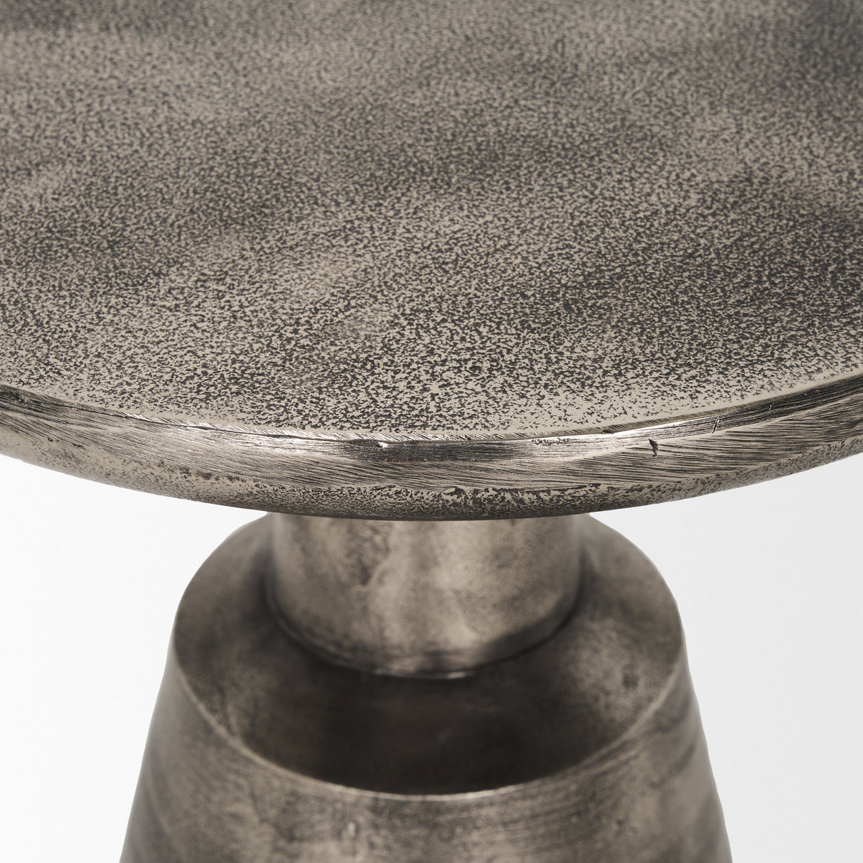 Bobbi Textured Polished Nickel Cast Aluminum Metal Accent Table from Mercana - Luna Furniture