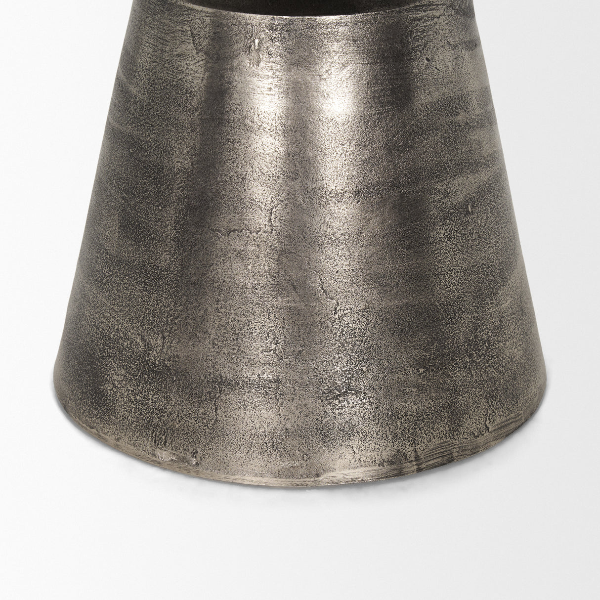 Bobbi Textured Polished Nickel Cast Aluminum Metal Accent Table from Mercana - Luna Furniture