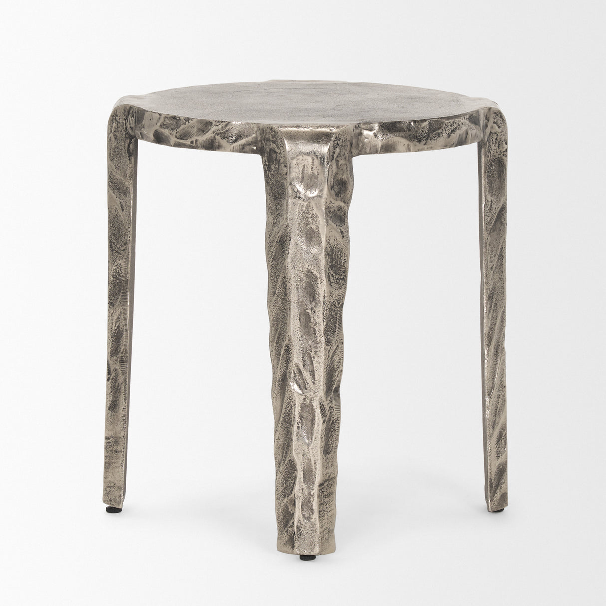 Randy Textured Silver Nickel Cast Aluminum Metal Accent Table from Mercana - Luna Furniture