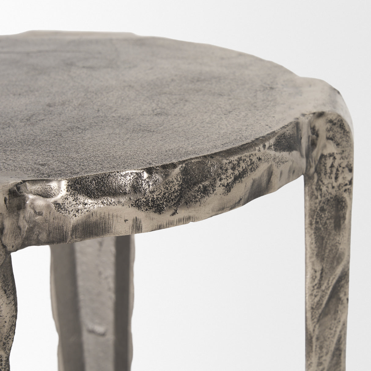 Randy Textured Silver Nickel Cast Aluminum Metal Accent Table from Mercana - Luna Furniture