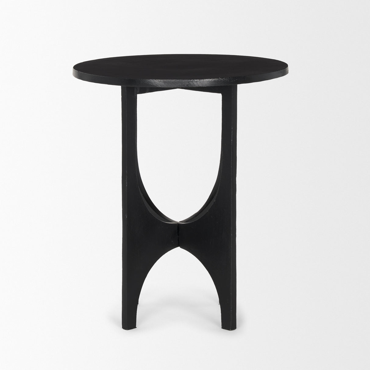 Sobi Textured Matte Black Round Metal Accent Table from Mercana - Luna Furniture