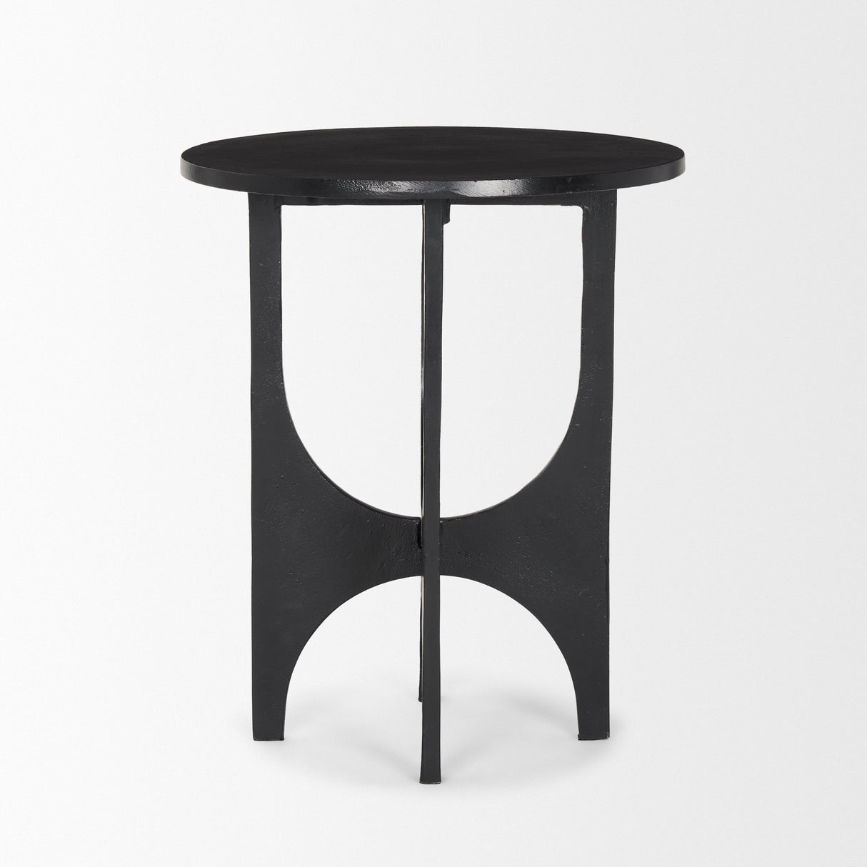Sobi Textured Matte Black Round Metal Accent Table from Mercana - Luna Furniture