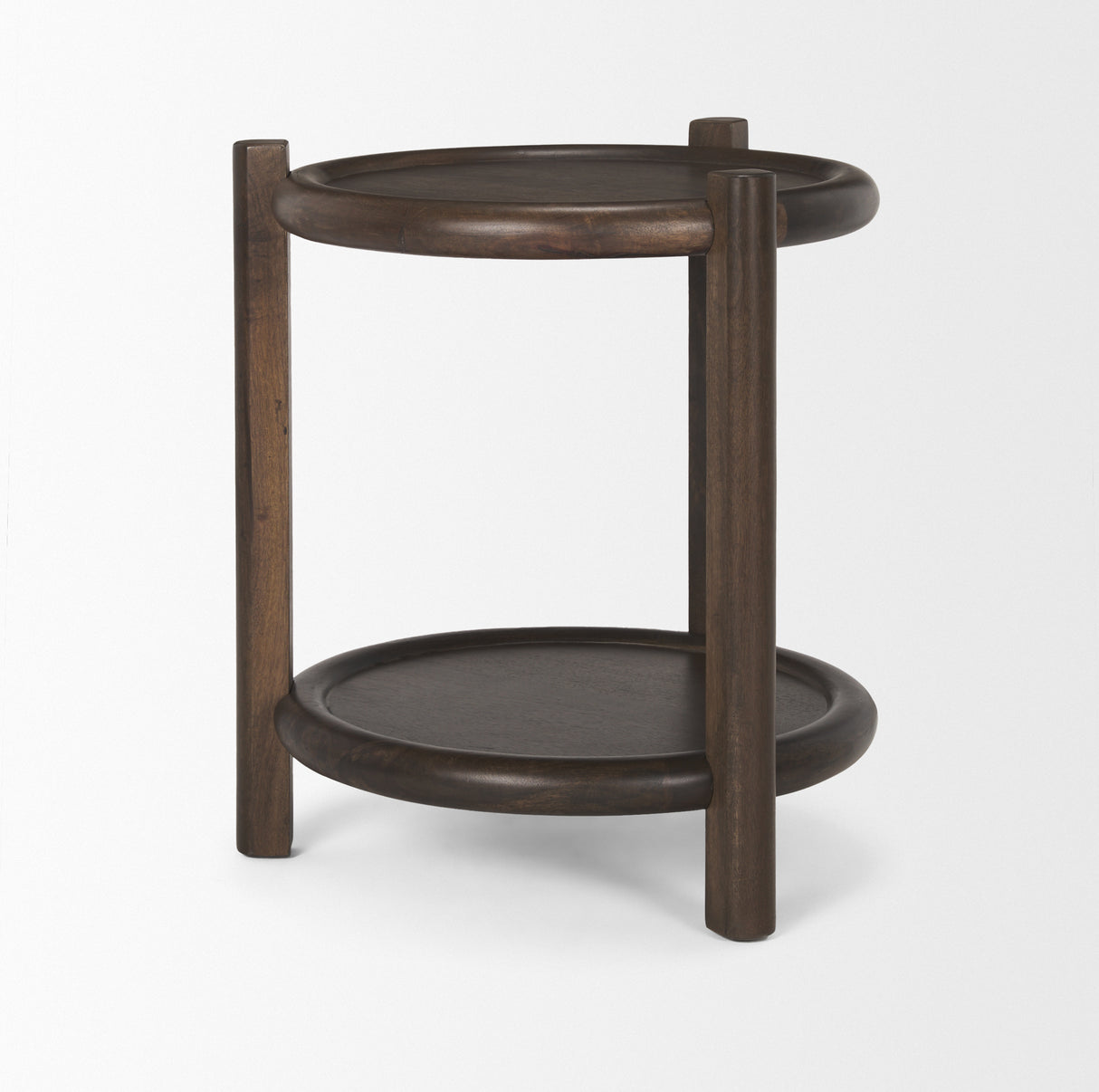 Romi Dark Brown Wood w/ Bottom Shelf Round Accent Table from Mercana - Luna Furniture
