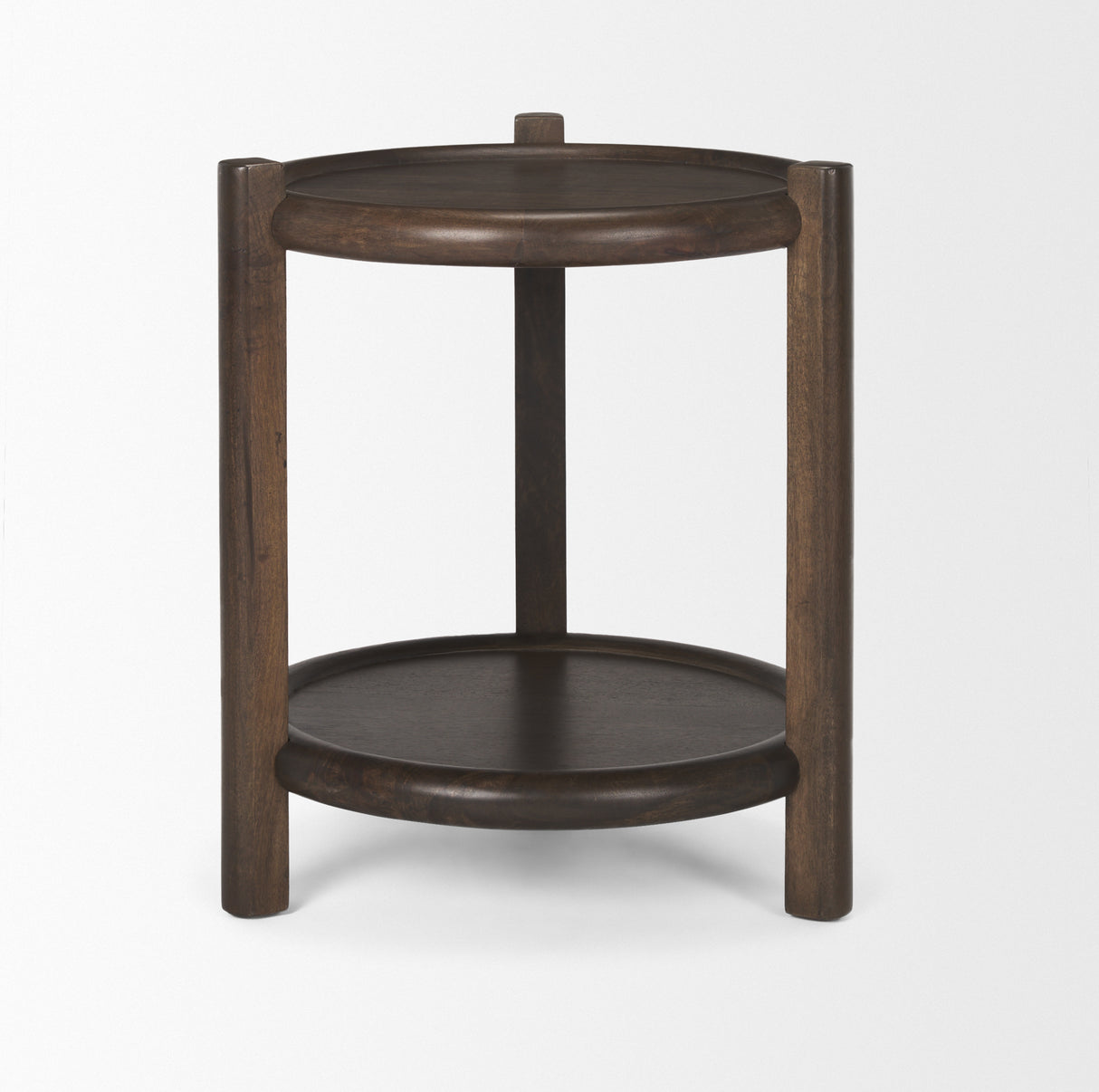 Romi Dark Brown Wood w/ Bottom Shelf Round Accent Table from Mercana - Luna Furniture