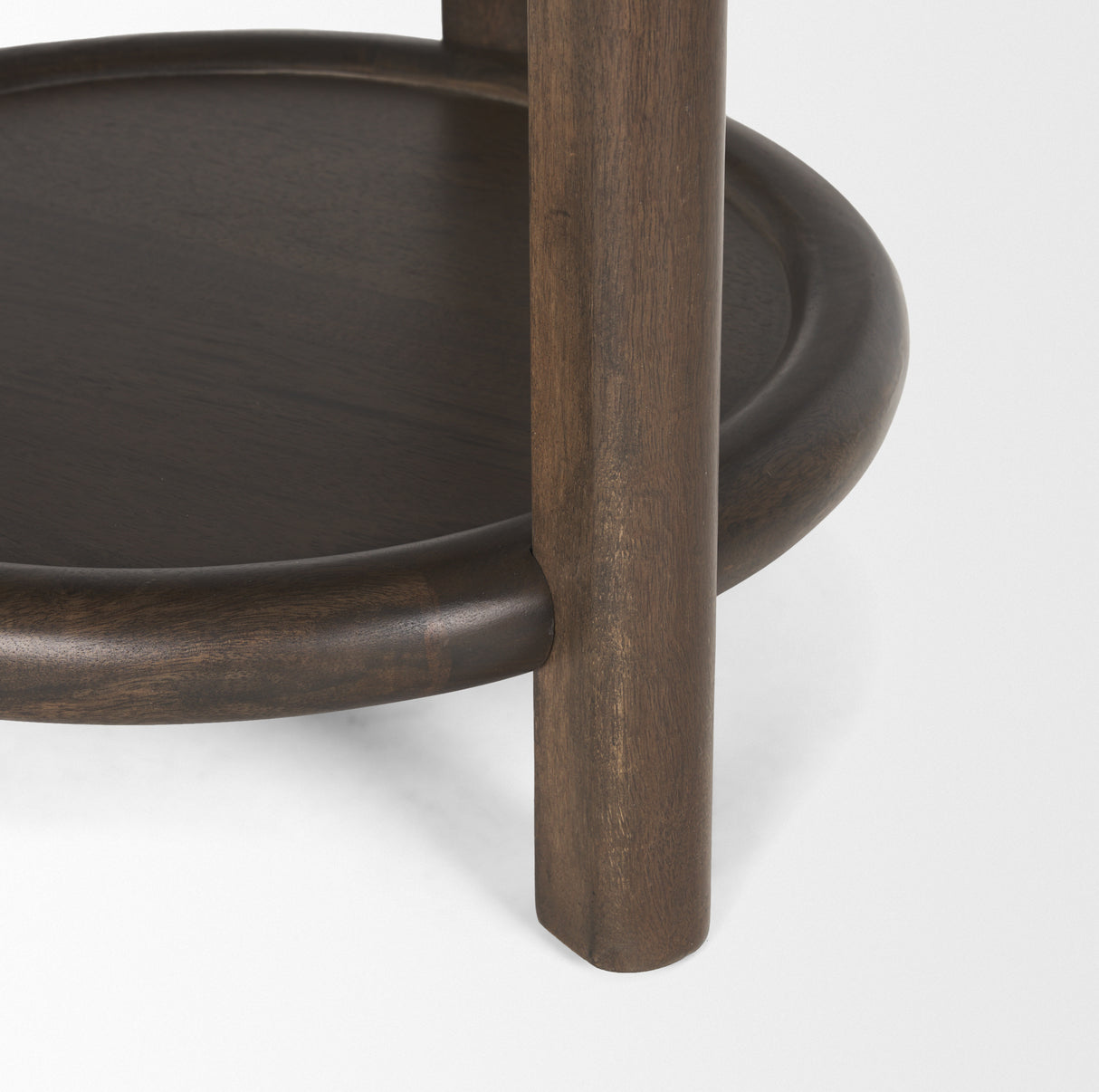 Romi Dark Brown Wood w/ Bottom Shelf Round Accent Table from Mercana - Luna Furniture