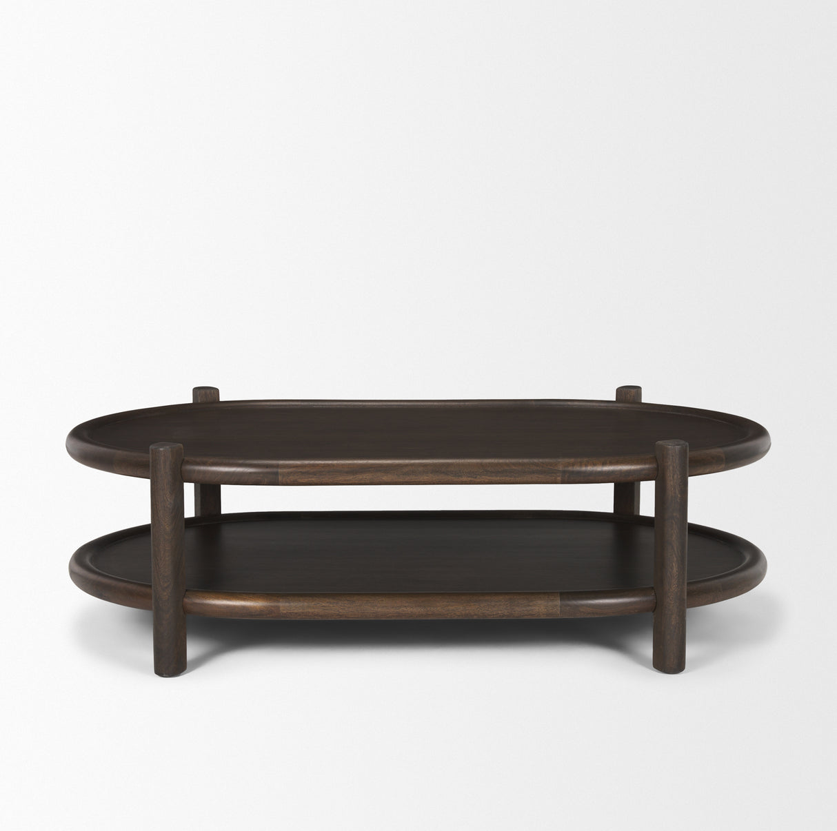 Romi Dark Brown Wood w/ Bottom Shelf Oval Coffee Table from Mercana - Luna Furniture