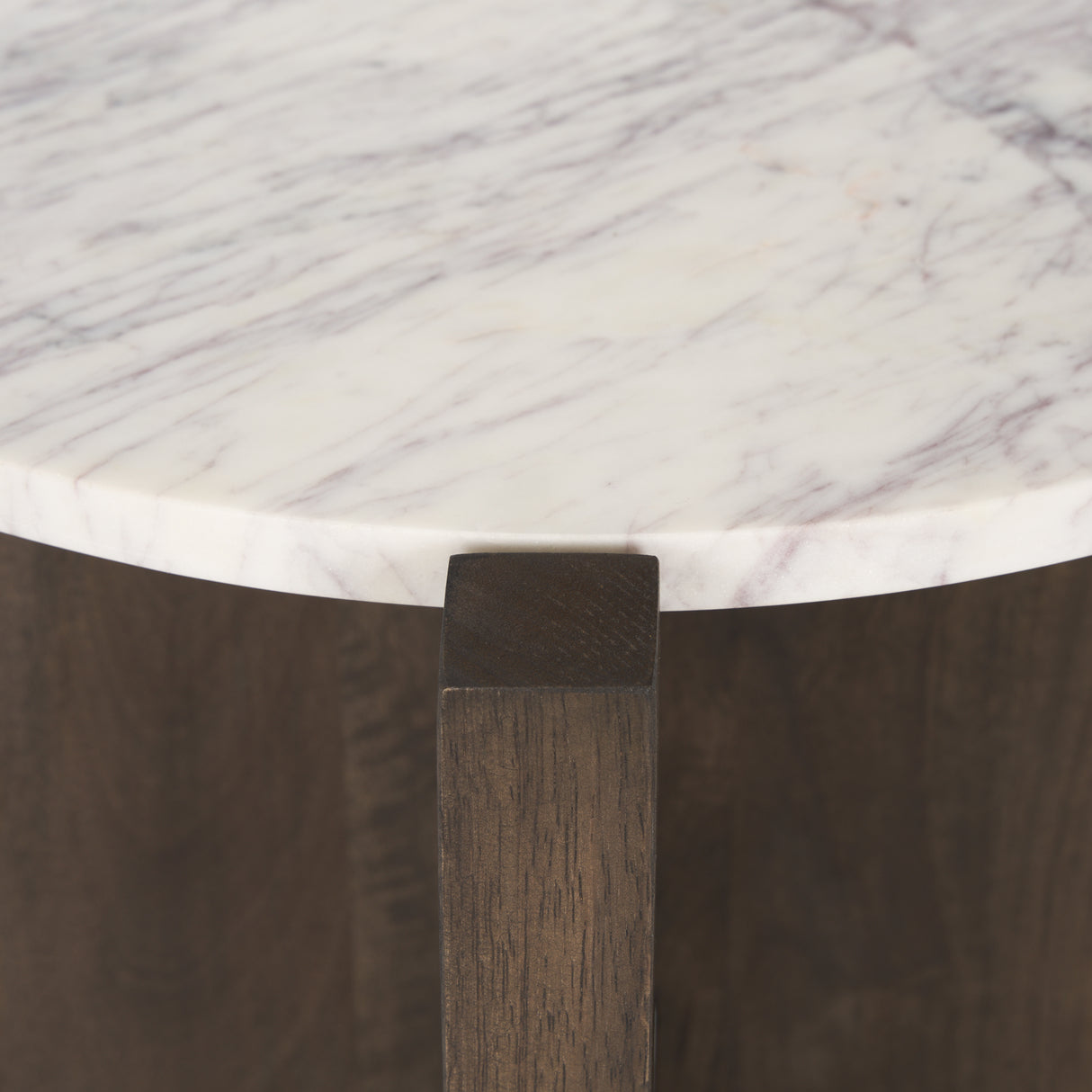 Bianca Dark Brown Wood w/ Marble Round Accent Table from Mercana - Luna Furniture