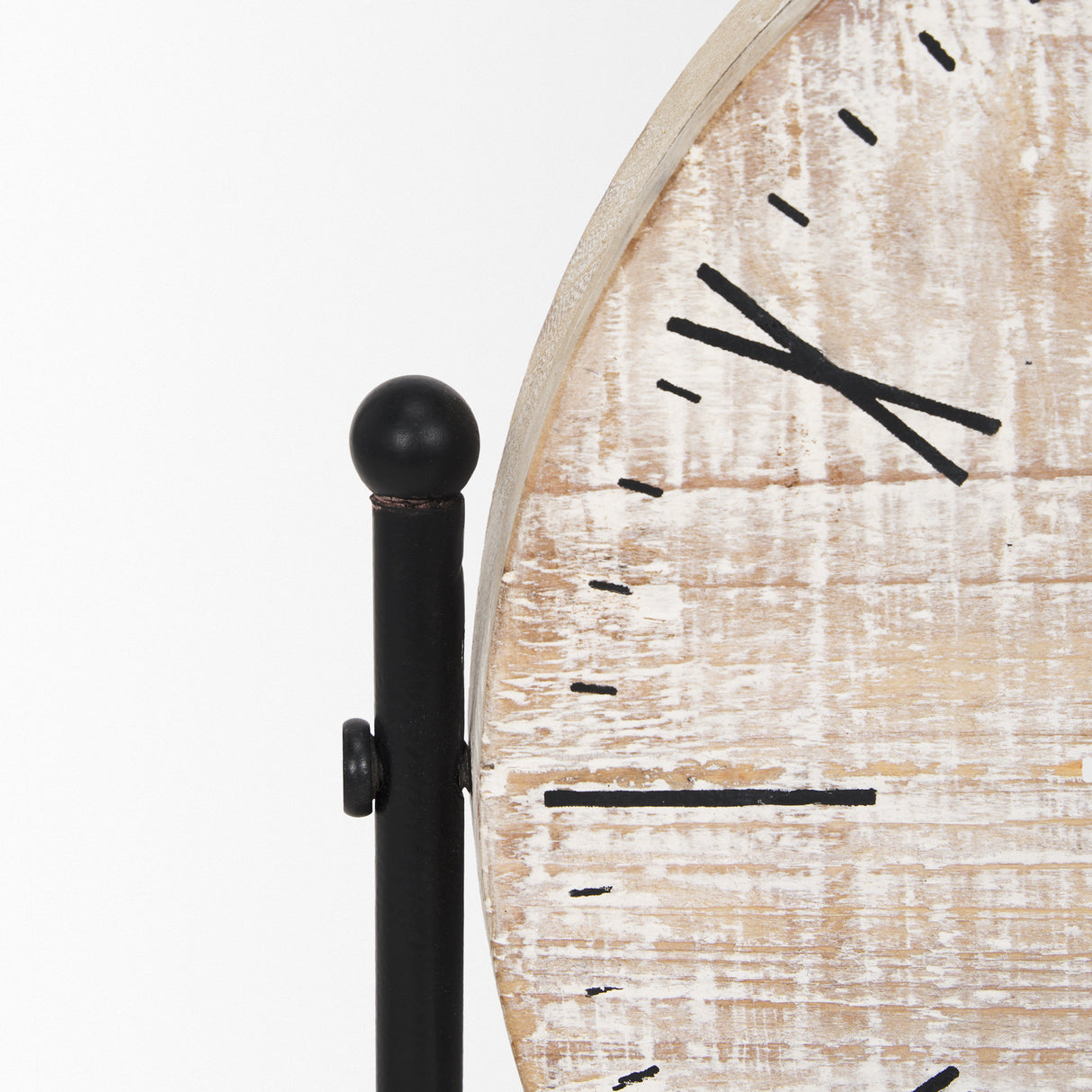 Raja Matte Black Metal w/ Wood Table Clock from Mercana - Luna Furniture