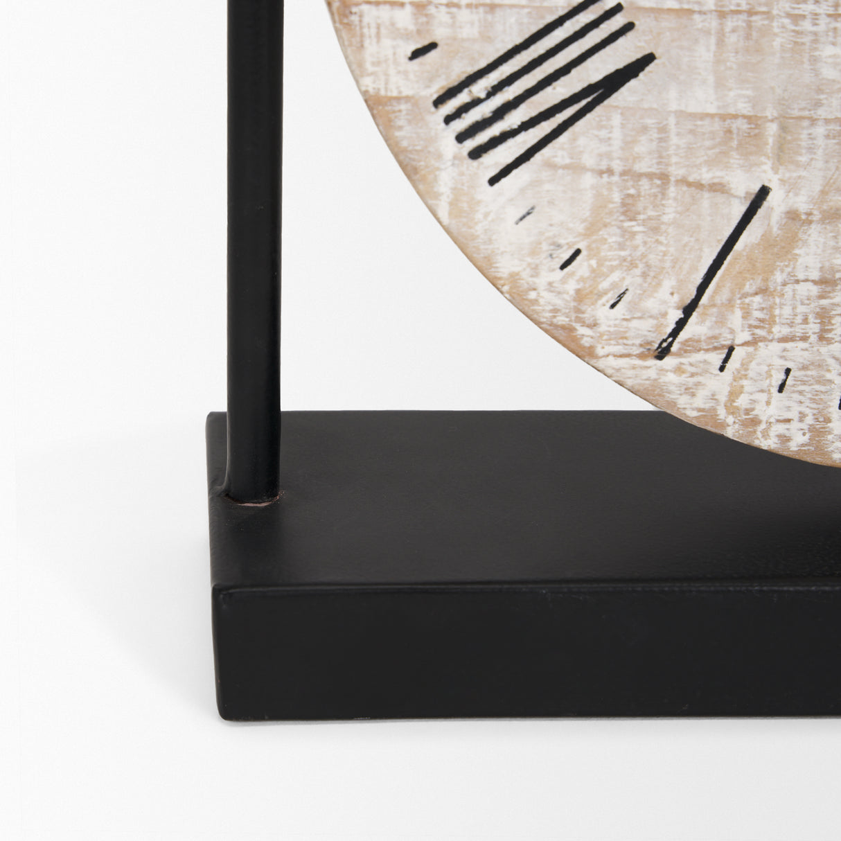 Raja Matte Black Metal w/ Wood Table Clock from Mercana - Luna Furniture