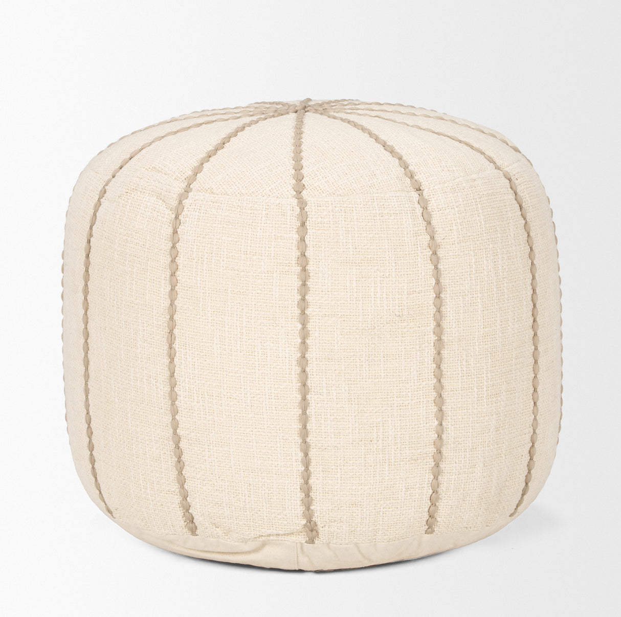 Sachi Beige w/ Stitching Pouf from Mercana - Luna Furniture