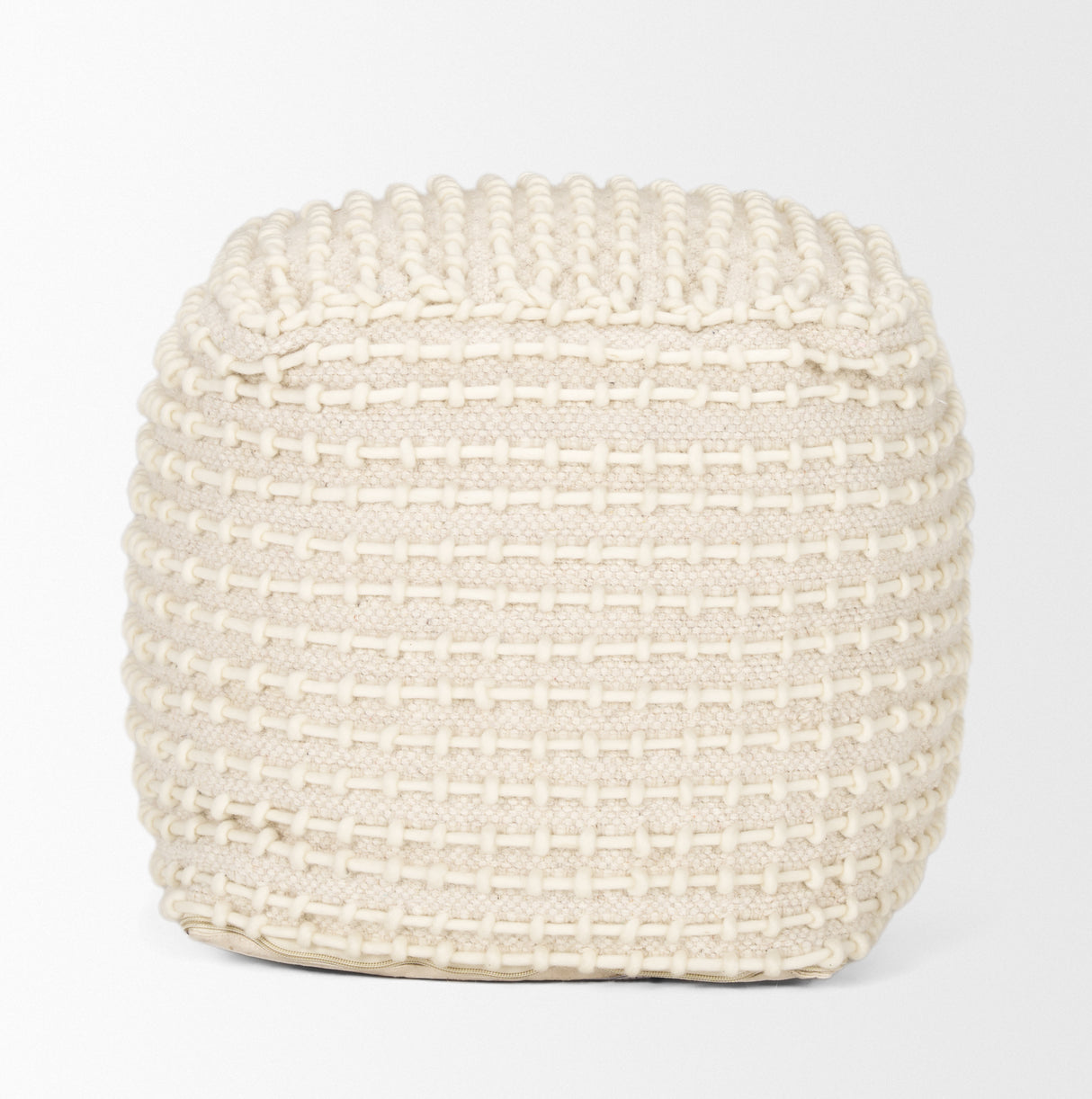 Sakaye Beige w/ Cream Stitched Patterned Pouf from Mercana - Luna Furniture