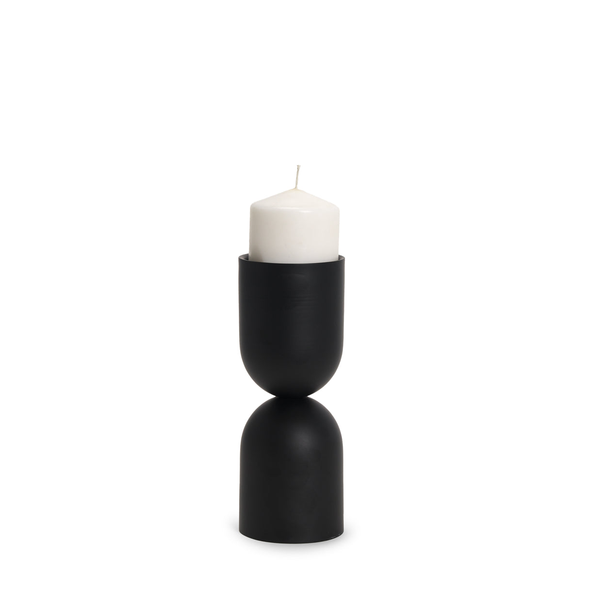 Qamra Short Black Metal Pillar Candle Holder from Mercana - Luna Furniture