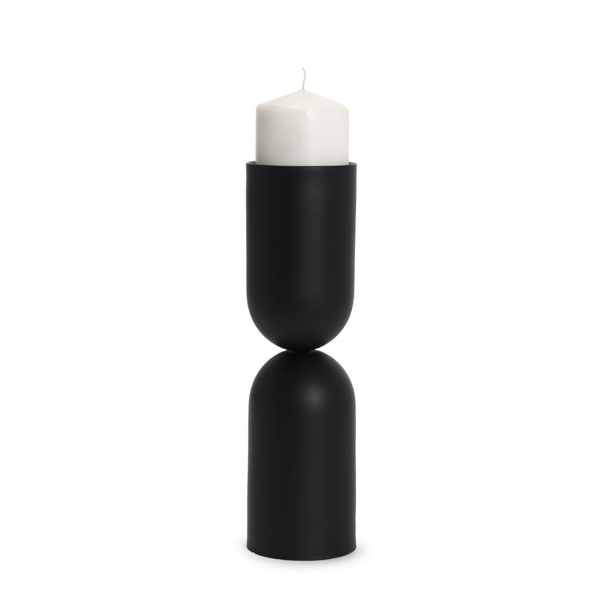 Qamra Tall Black Metal Pillar Candle Holder from Mercana - Luna Furniture