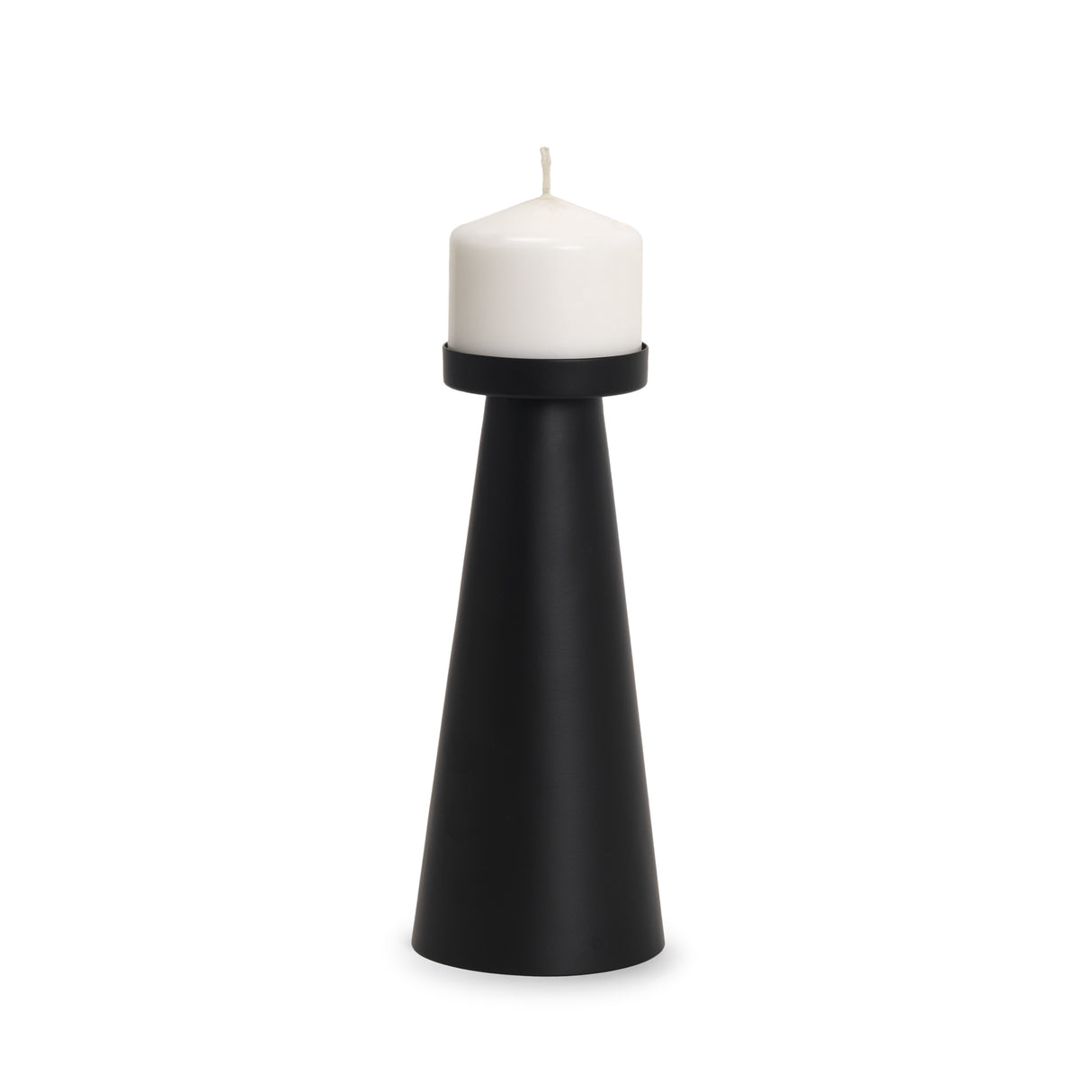 Quadir Tall Matte Black Metal Candle Holder from Mercana - Luna Furniture