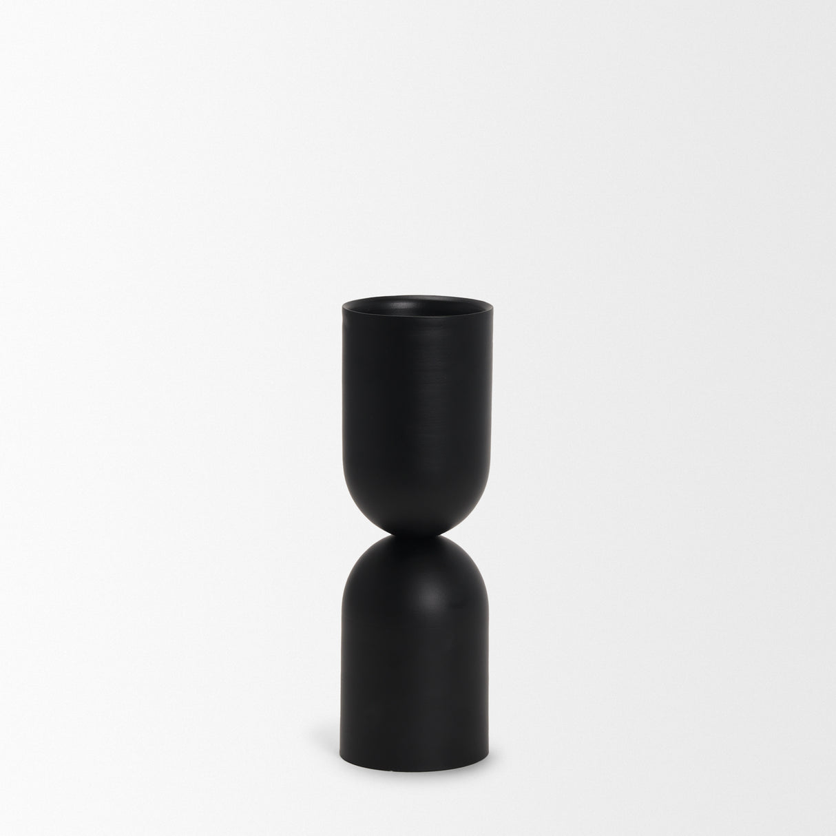 Qamra Medium Black Metal Pillar Candle Holder from Mercana - Luna Furniture