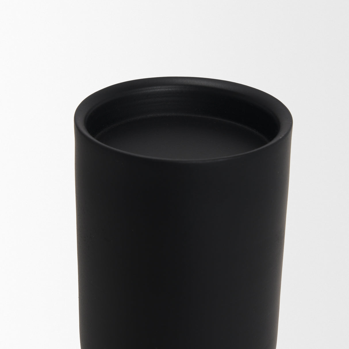 Qamra Medium Black Metal Pillar Candle Holder from Mercana - Luna Furniture